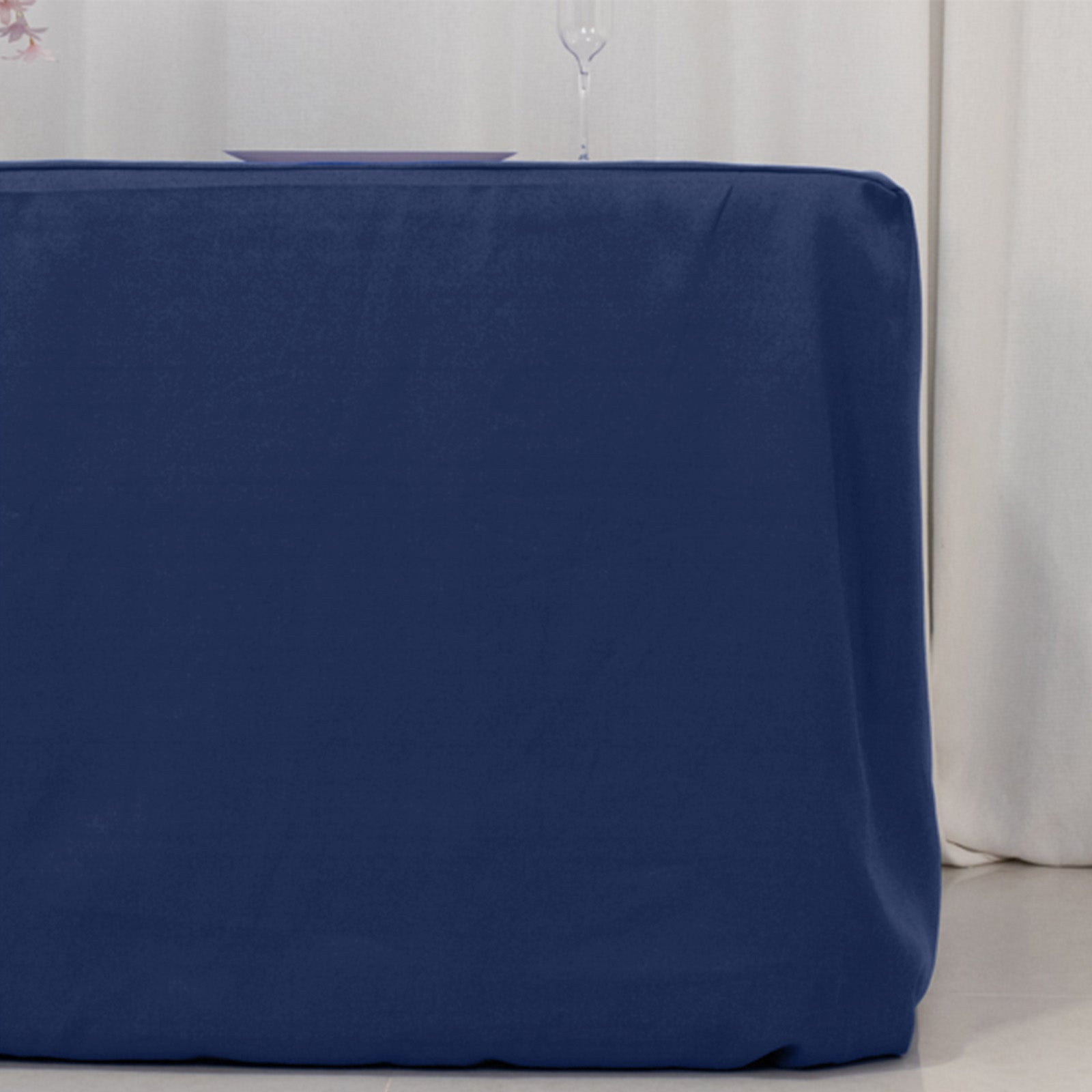 Fire Retardant Premium Polyester 6ft Rectangular Tablecloth Navy Blue Fitted High-Performance Table Cover