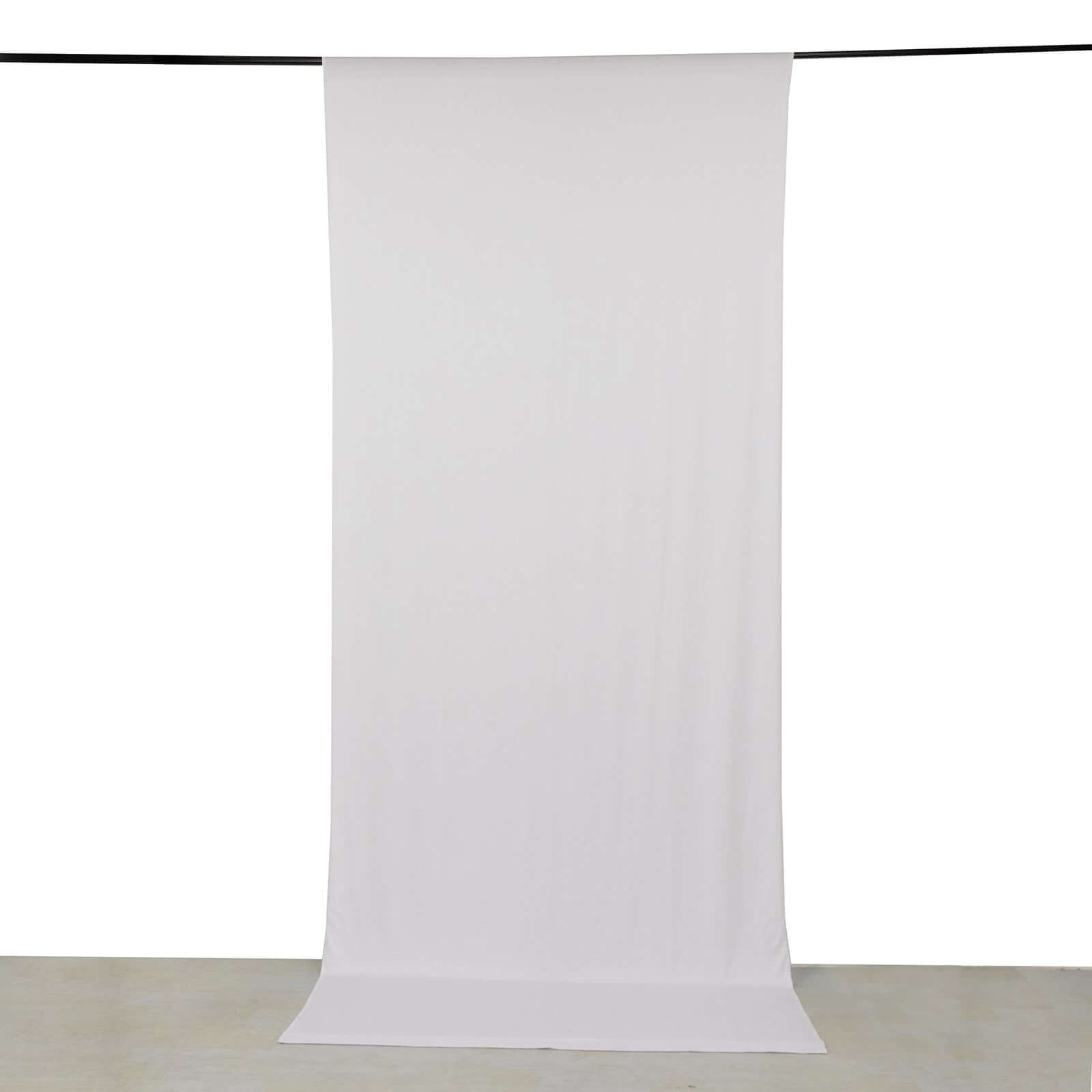 White 4-Way Stretch Spandex Event Curtain Drapes, Wrinkle Free Backdrop Event Panel with Rod Pockets - 5ftx12ft