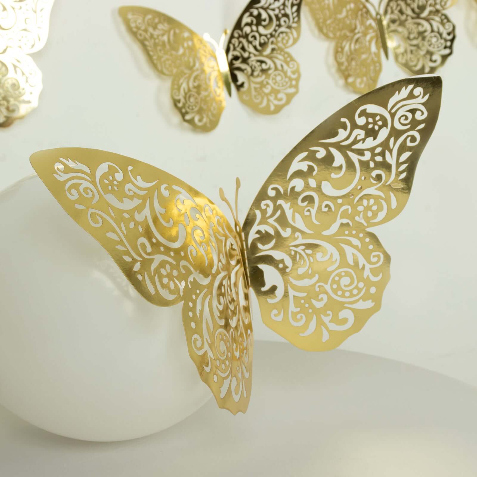 10 Pack Metallic Gold Foil Large 3D Butterfly Wall Stickers, 8x12 Butterfly Paper Charger Placemat