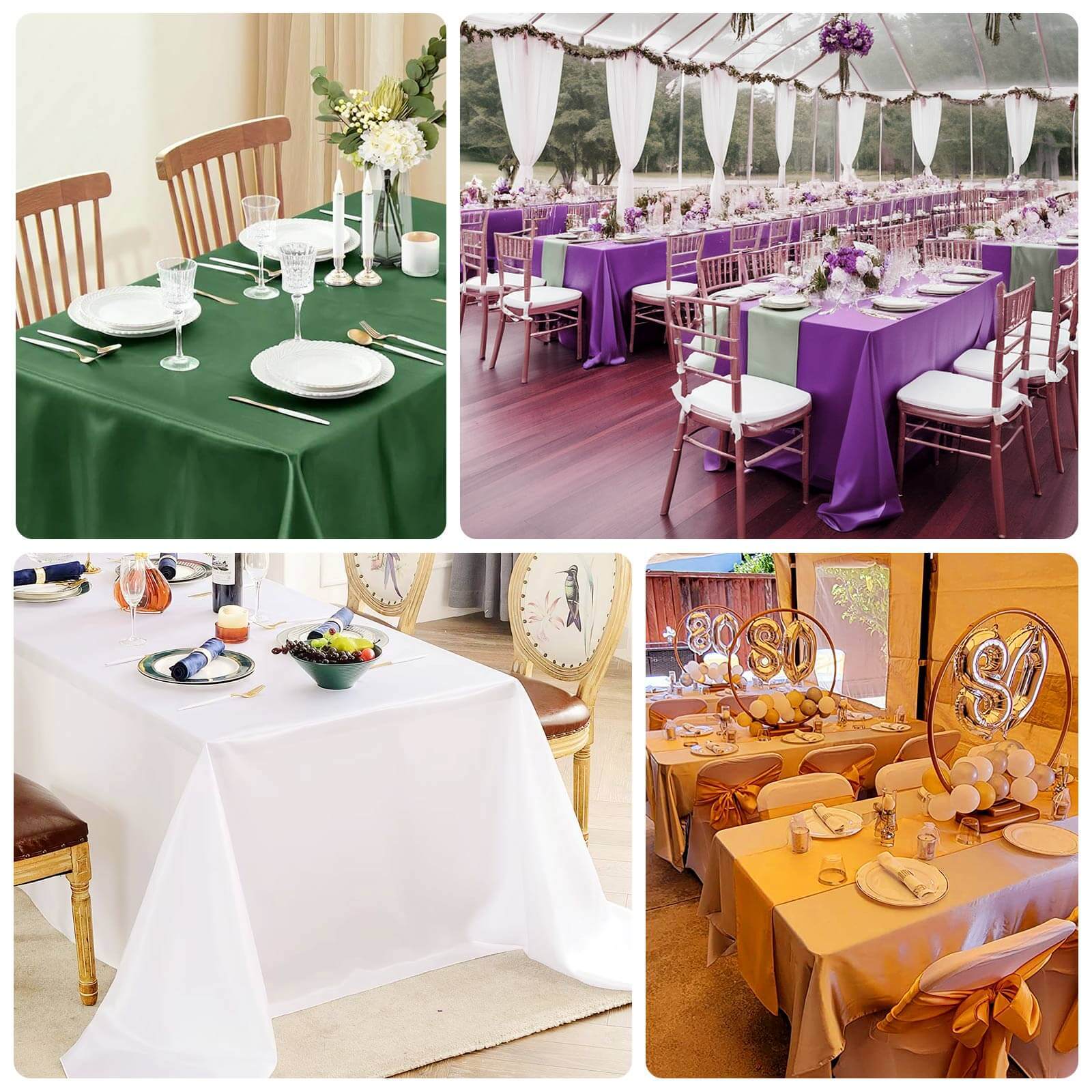 Lamour Satin 90x132 Rectangle Tablecloth Gold - Soft & Silk-Like Seamless Table Cover for Weddings & Parties