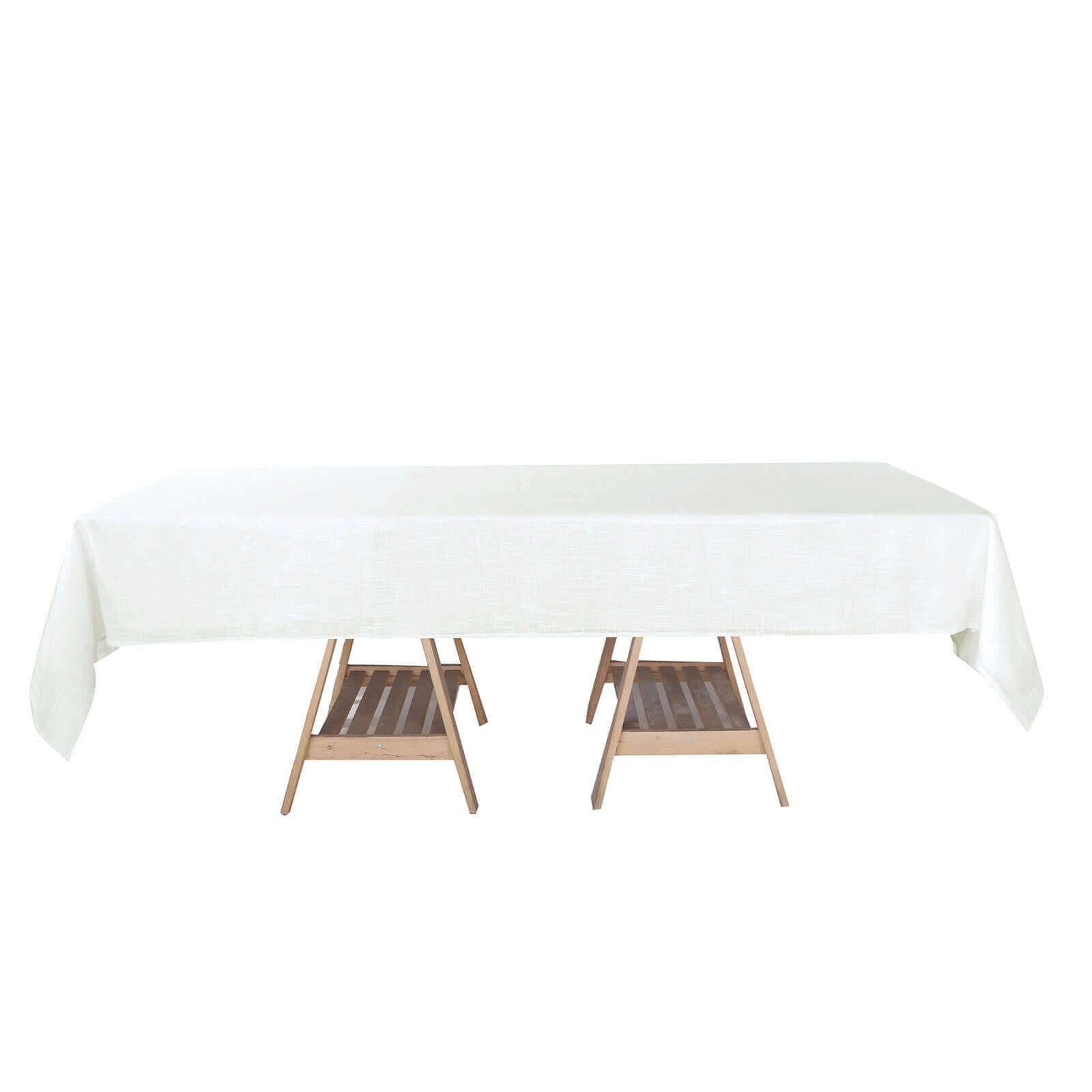 Faux Linen 60x102 Rectangular Tablecloth White - Slubby Textured & Wrinkle Resistant Table Cover for Weddings and Special Events