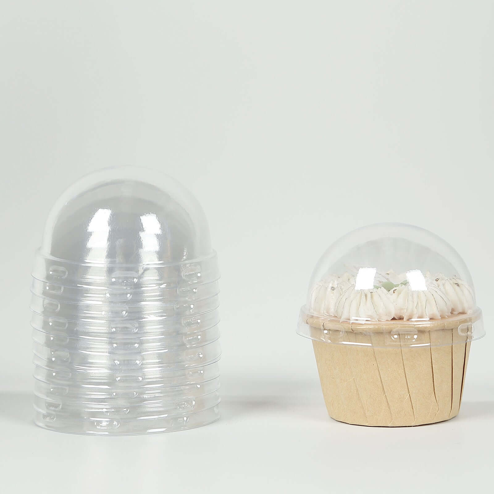 50-Pack Plastic Dome Lids For Cupcake Liners Clear - Food Safe Disposable Baking Cake Cup Lids for Dessert Buffets Bakery Displays & Party Favors 3