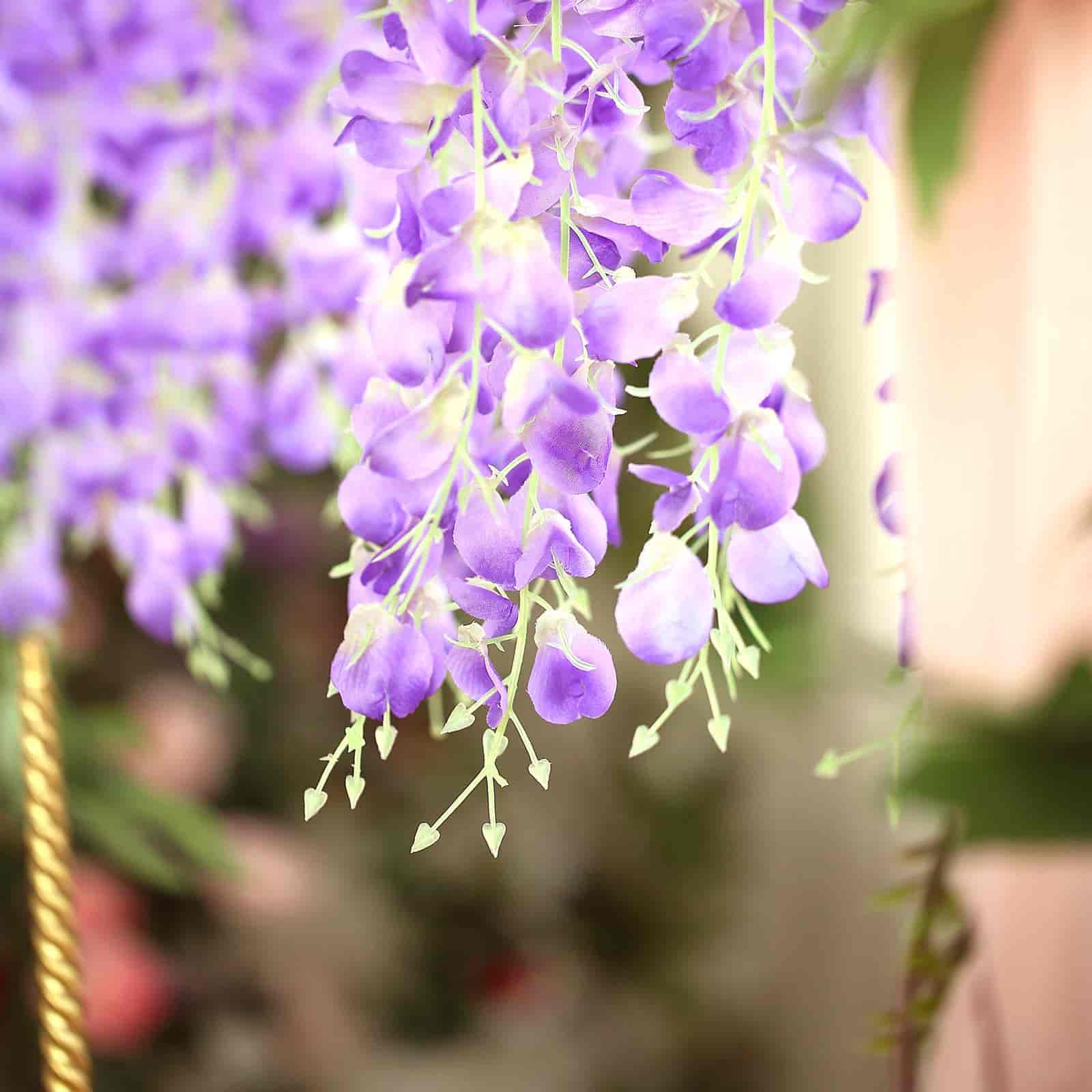 42 Silk Hanging Wisteria Flower Garland Vines in Lavender Lilac, Elaborated 5 Full Strands in 1 Bush