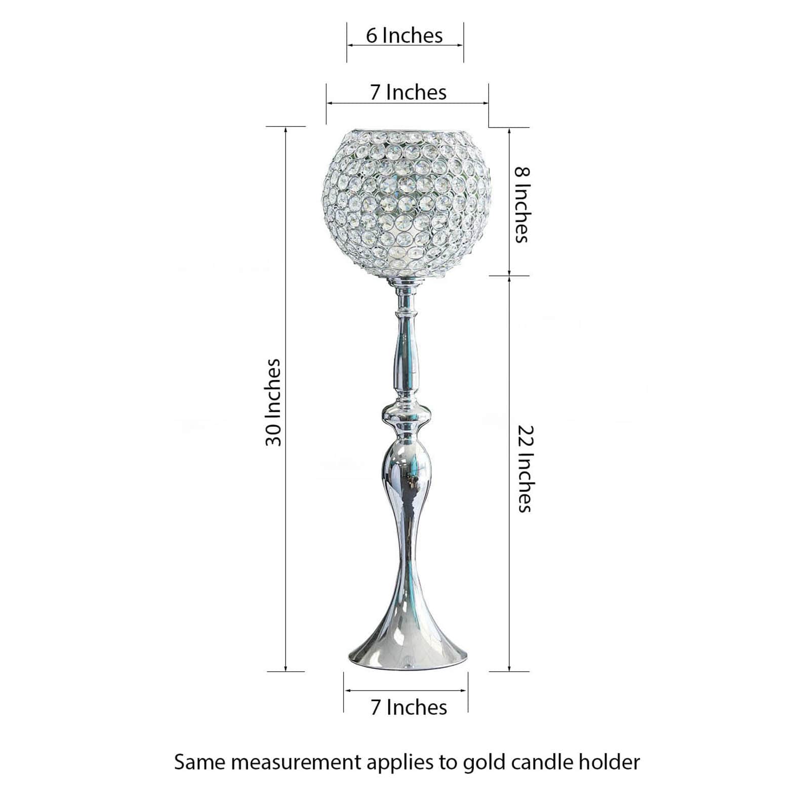 Acrylic Crystal Beaded Goblet Candle Holder Silver - Exquisite Flower Ball Centerpiece Stand for High-End Event Styling 30