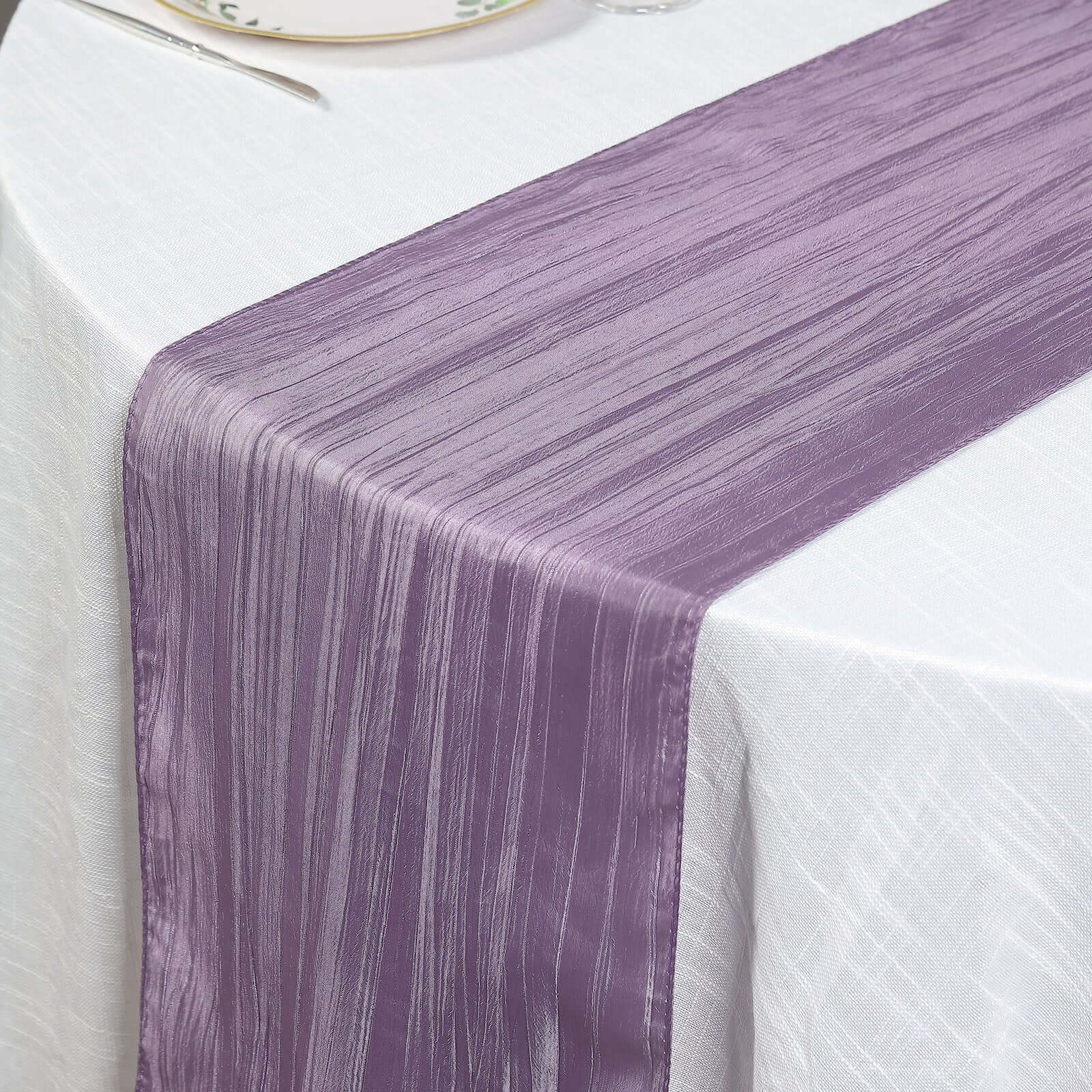 Taffeta 12x108 Table Runner Violet Amethyst - Accordion Crinkle Design