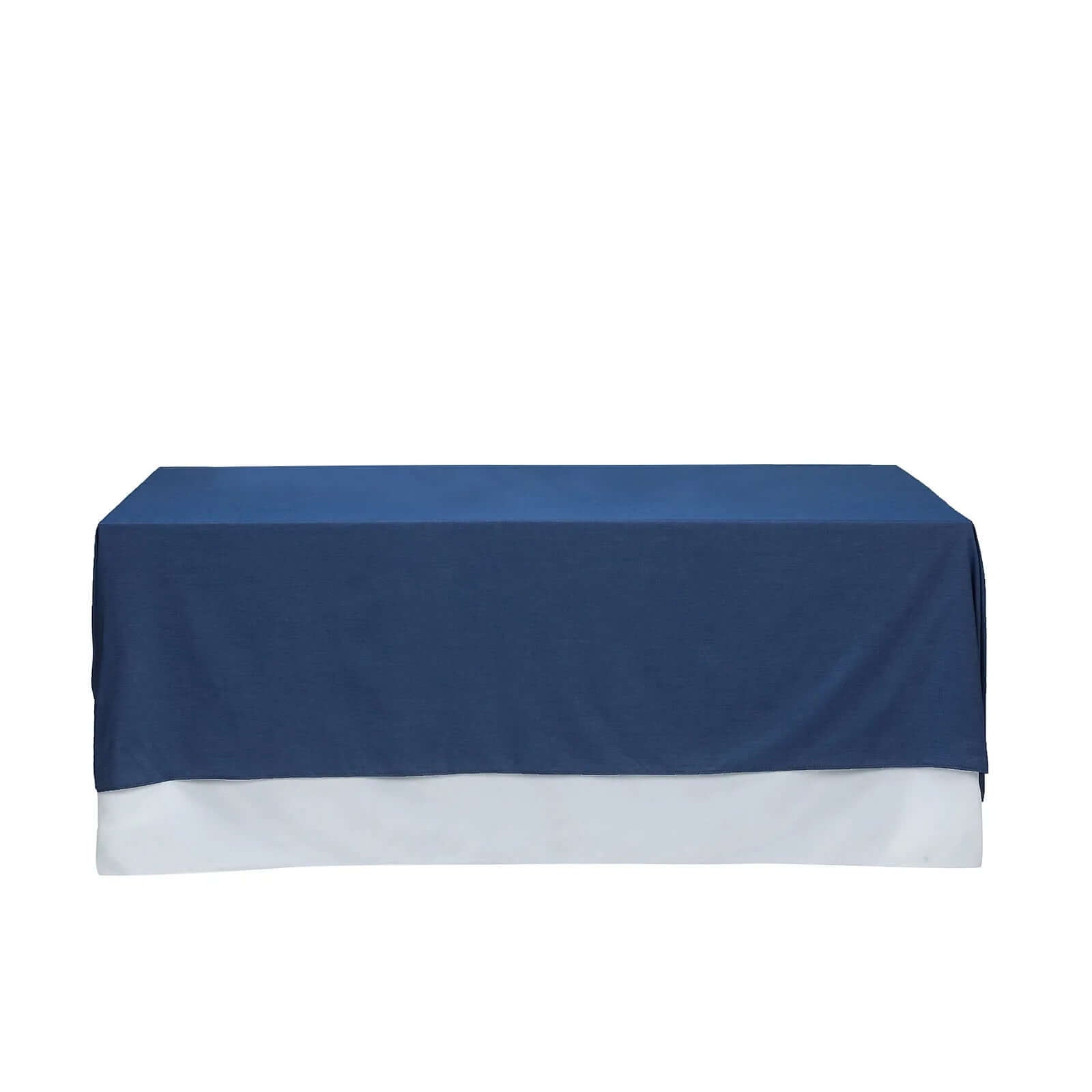 Polyester 90x132 Rectangle Tablecloth Dark Blue - Seamless Faux Denim Design for Classy Celebrations