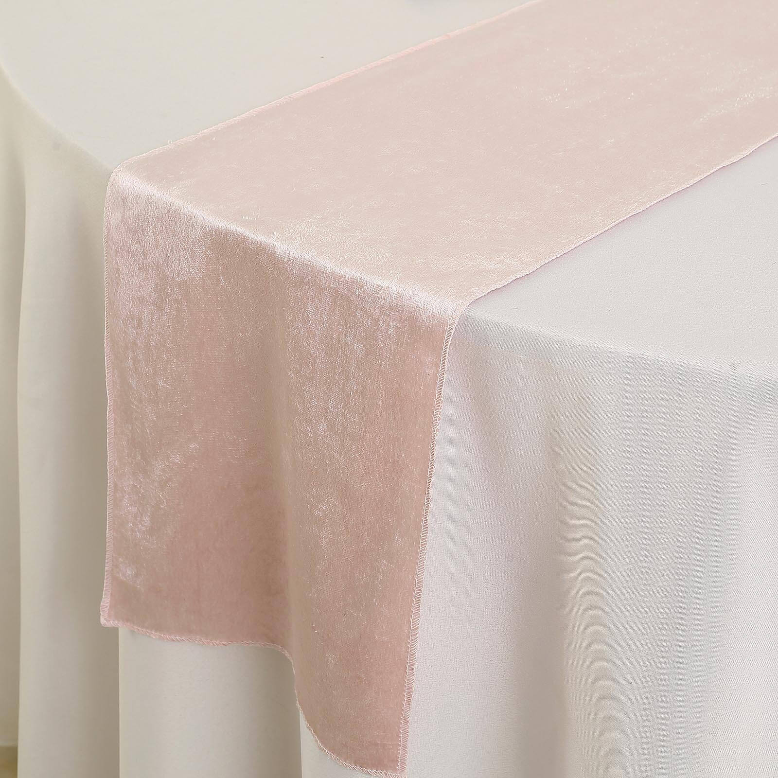 Premium Velvet 12x108 Table Runner Blush - Sheen Finish Reusable Table Decor