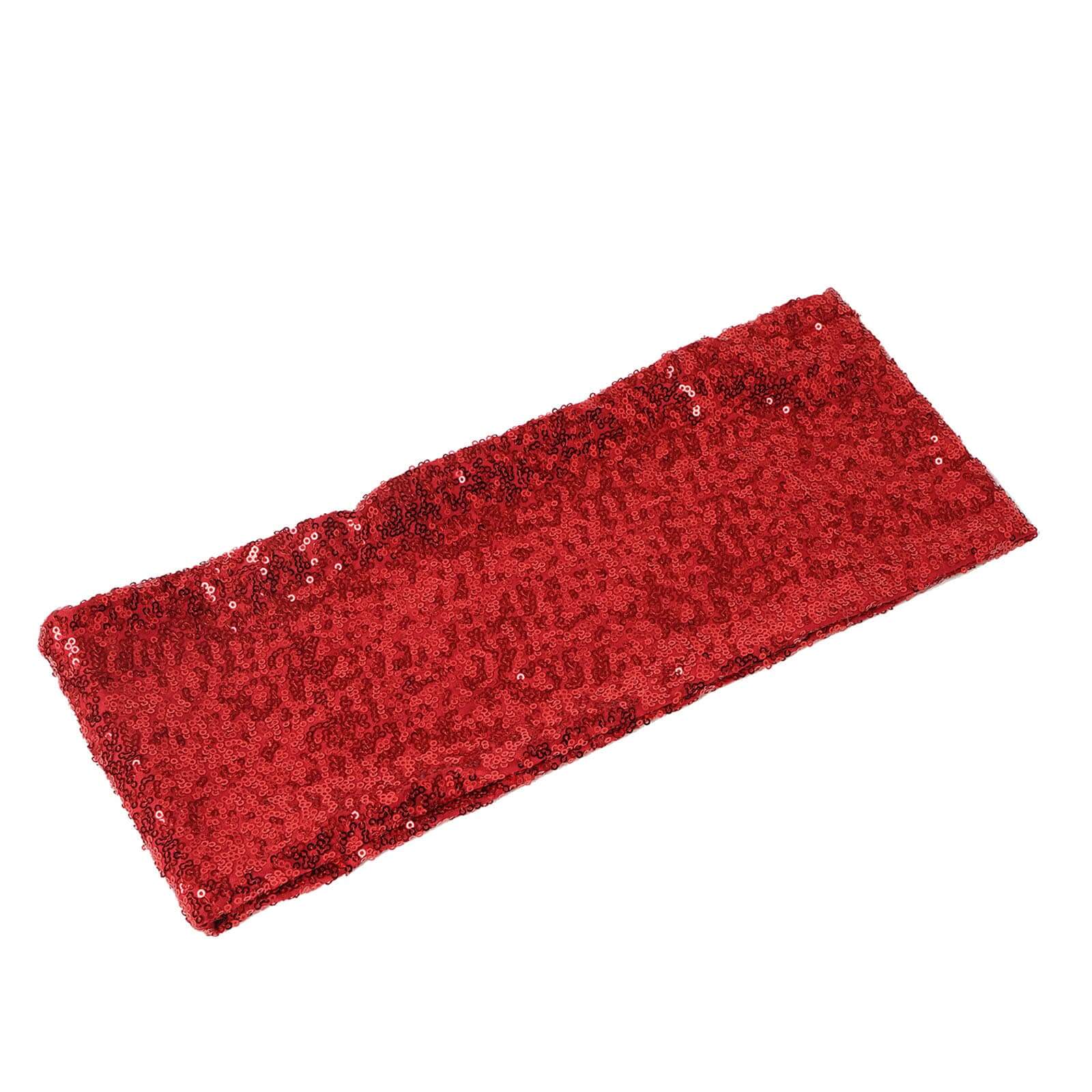 5 Pack Sequin Spandex Chair Sashes Red - Stretch Chair Bands 6x15