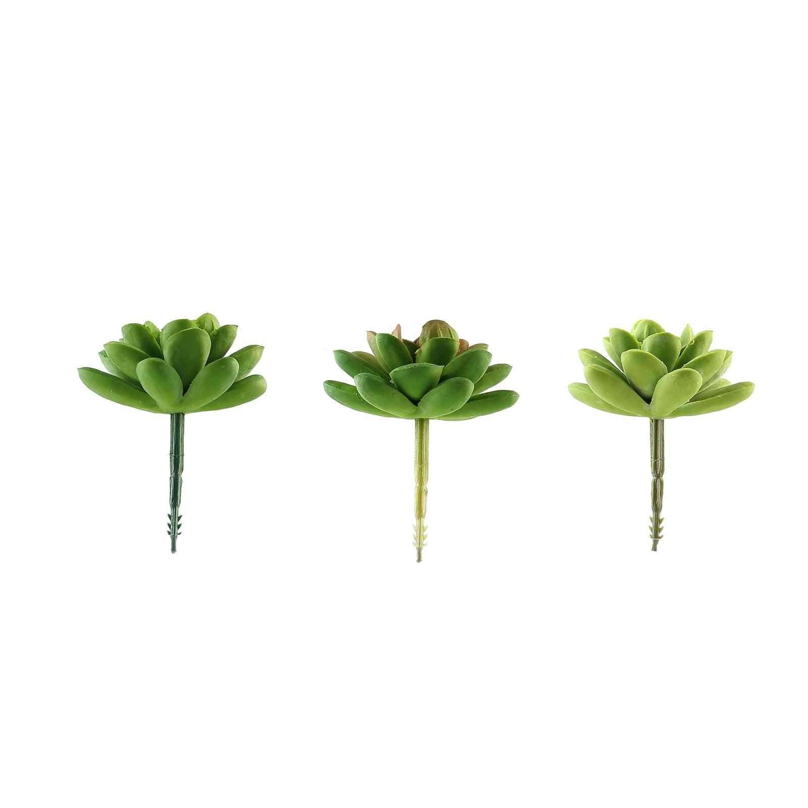 3 Pack 3 Artificial PVC Roundleaf Echeveria Stem Succulent Plants