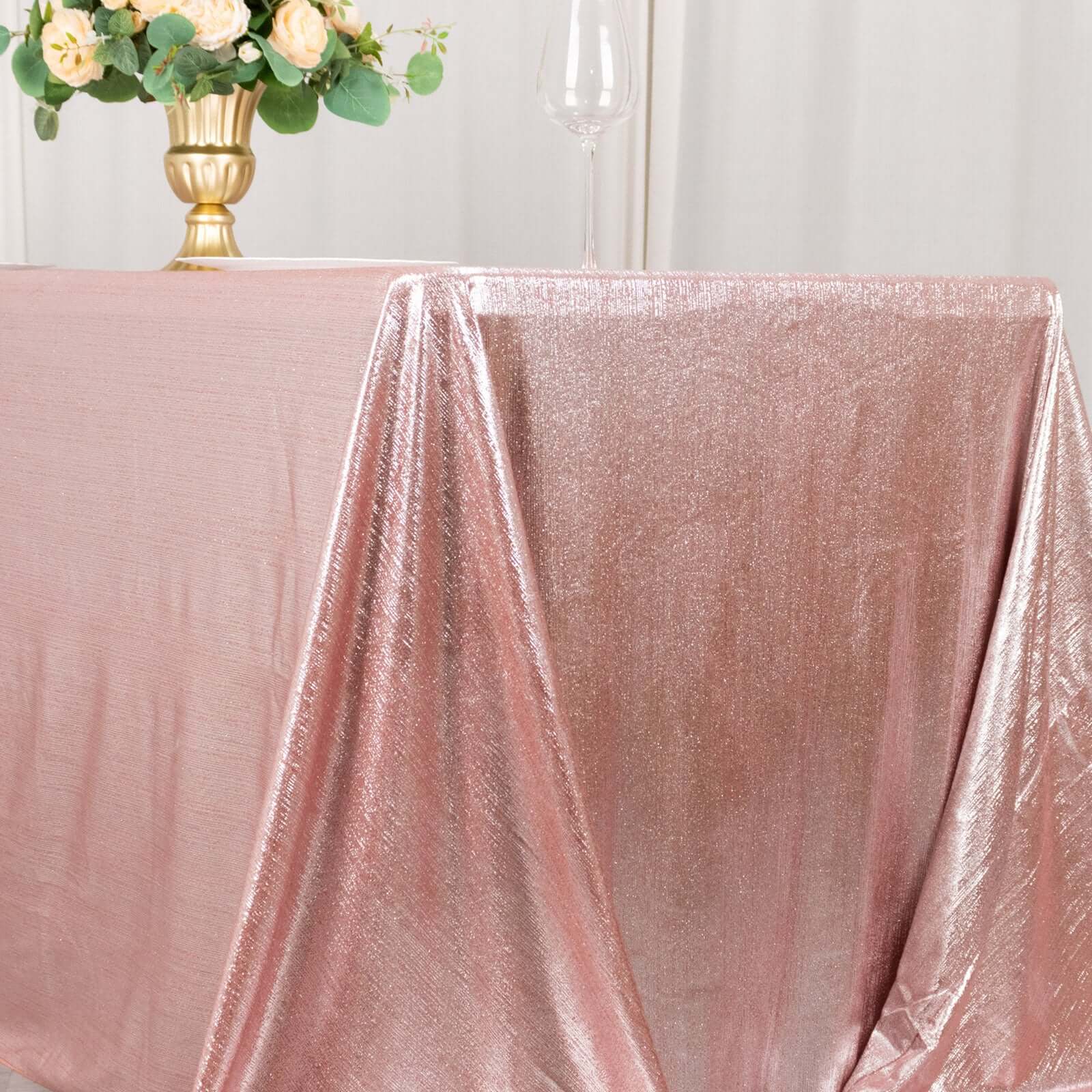 Sequin Dots Polyester 90x132 Rectangle Tablecloth Shimmering Rose Gold - Seamless, Glittering & Wrinkle Free Table Cover