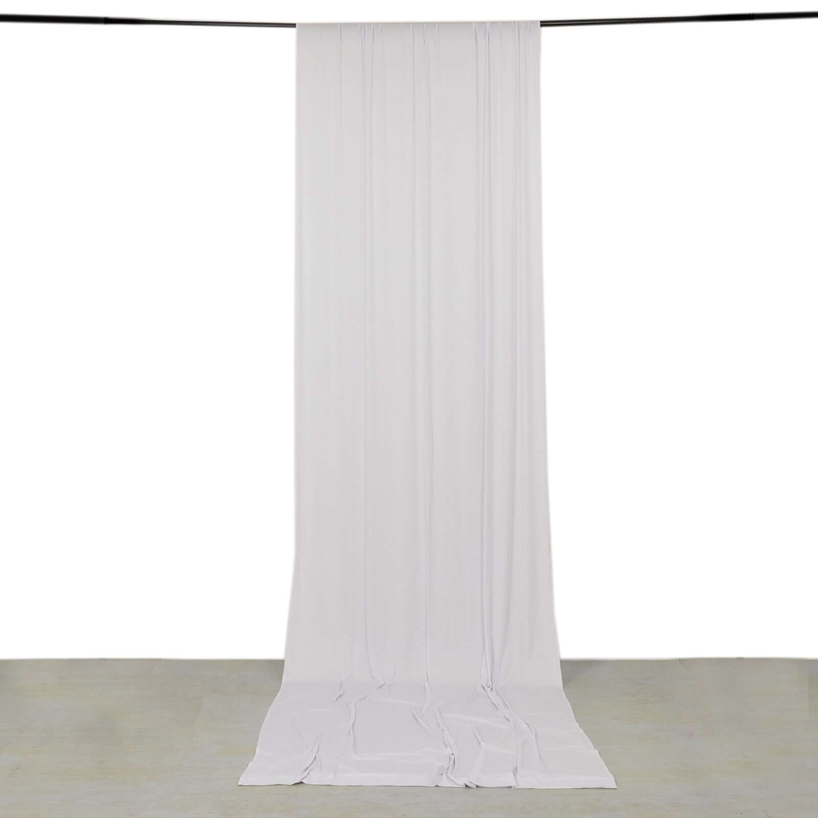 White 4-Way Stretch Spandex Event Curtain Drapes, Wrinkle Free Backdrop Event Panel with Rod Pockets - 5ftx14ft