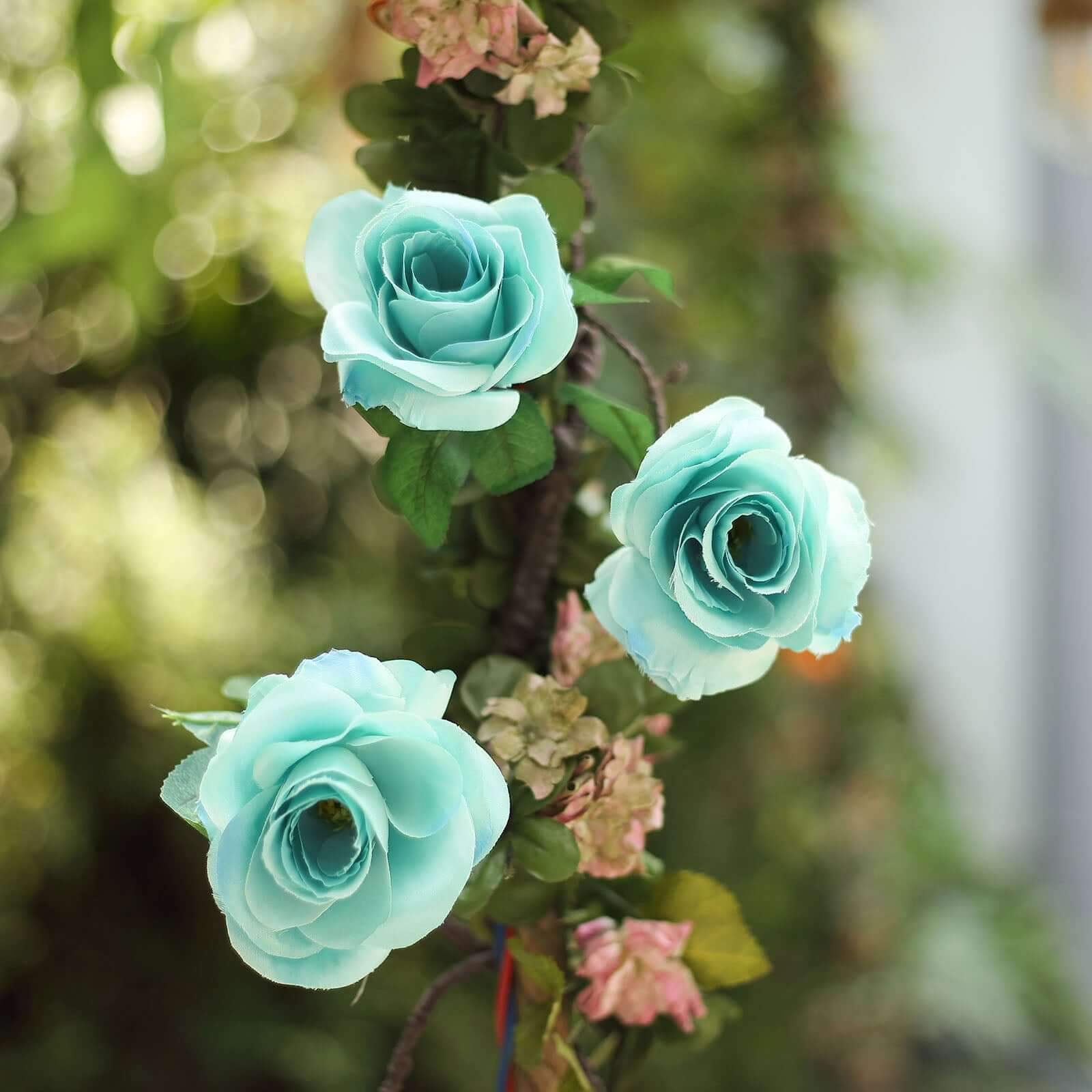 6ft Aqua Turquoise Artificial Silk Rose Hanging Flower Garland Vine