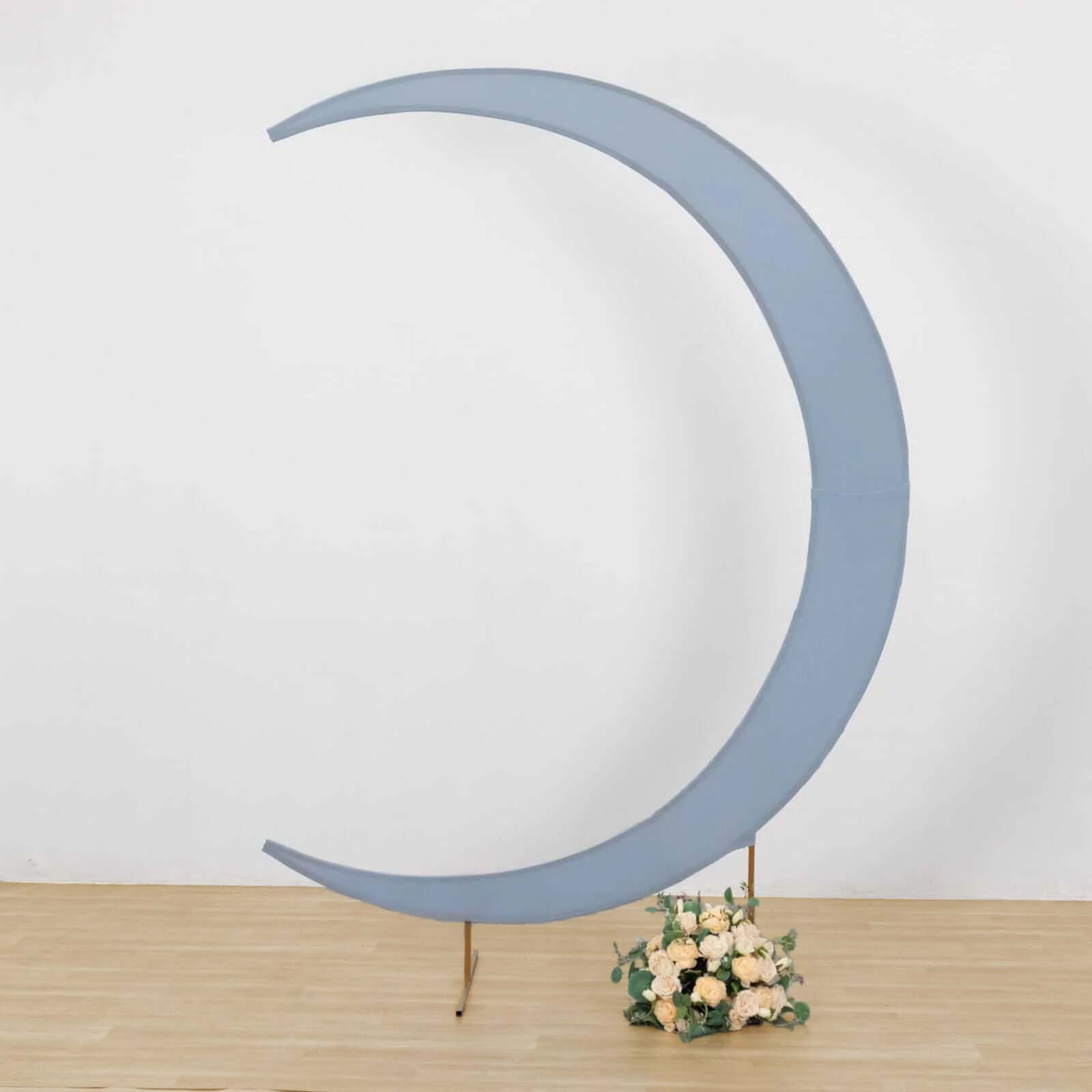 7.5ft Dusty Blue Spandex Crescent Moon Wedding Arch Cover, Custom Fitted Chiara Backdrop Stand Cover