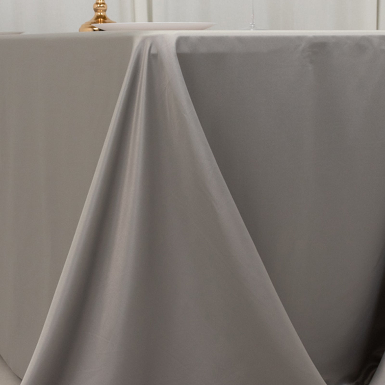 Lamour Satin 90x132 Rectangle Tablecloth Silver - Soft & Silk-Like Seamless Table Cover