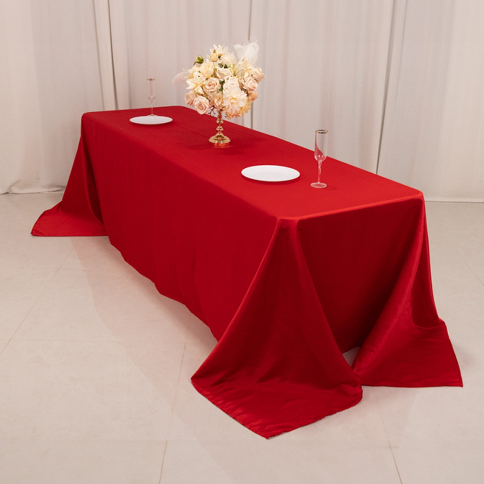 Lamour Satin 90x156 Rectangle Tablecloth Red - Luxurious, Soft Seamless Table Cover