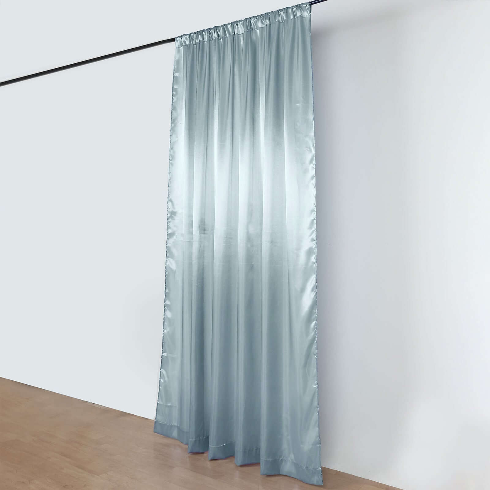 8ftx10ft Dusty Blue Satin Event Curtain Drapes, Backdrop Event Panel