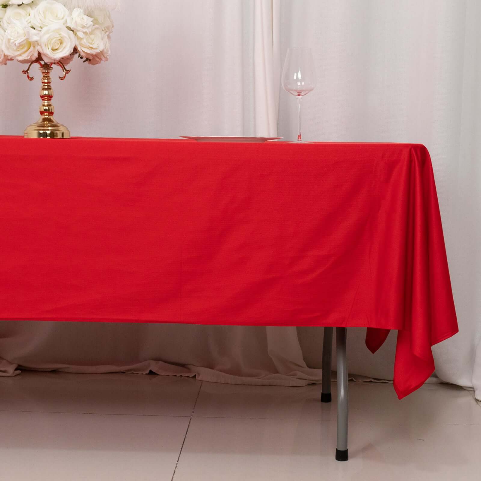 Premium Scuba Rectangular 60x102 Tablecloth Red - Wrinkle Free & Stain Resistant Table Cover