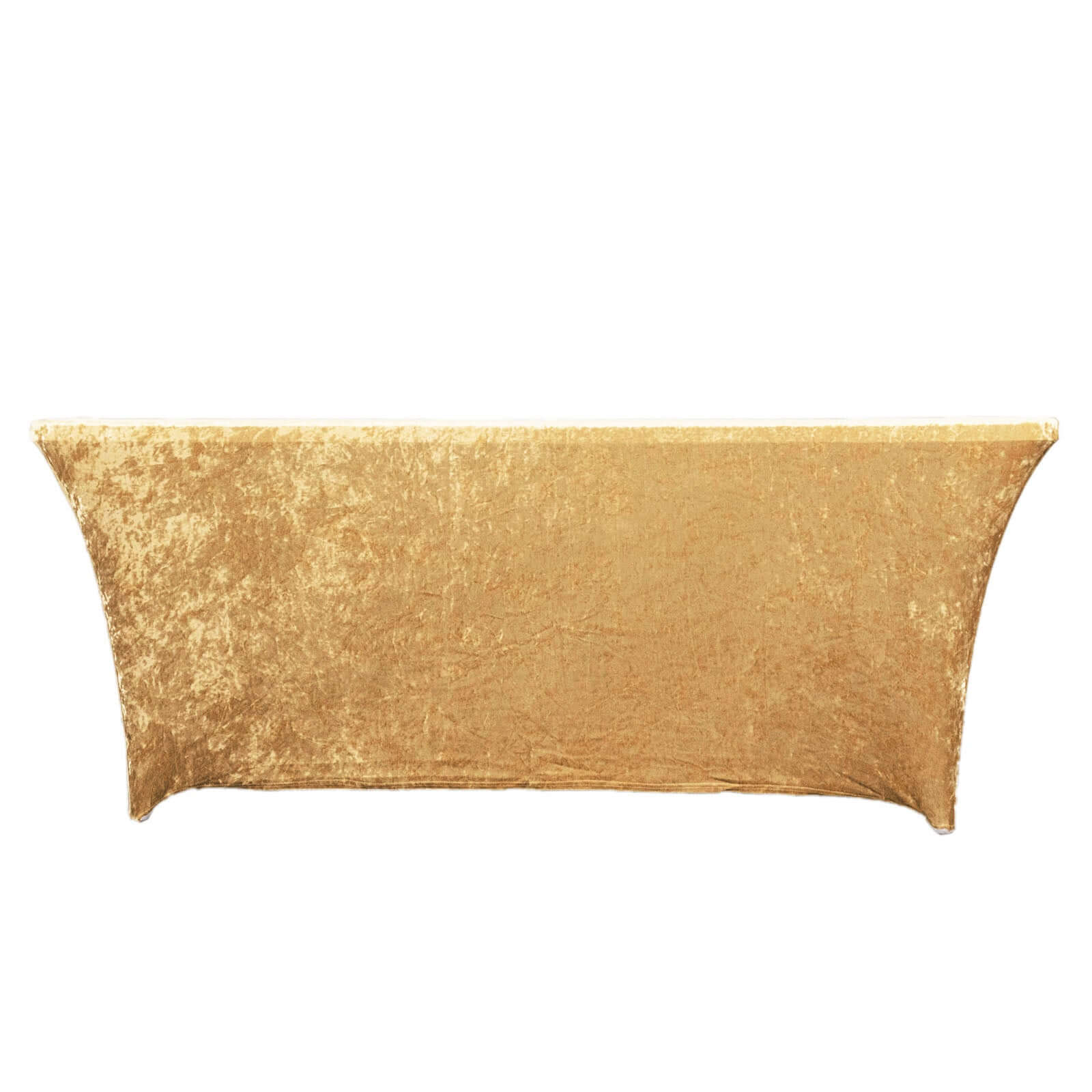 Crushed Velvet Fitted Rectangular 6ft Table Cover Champagne - Wrinkle-Free Stretchy Tablecloth