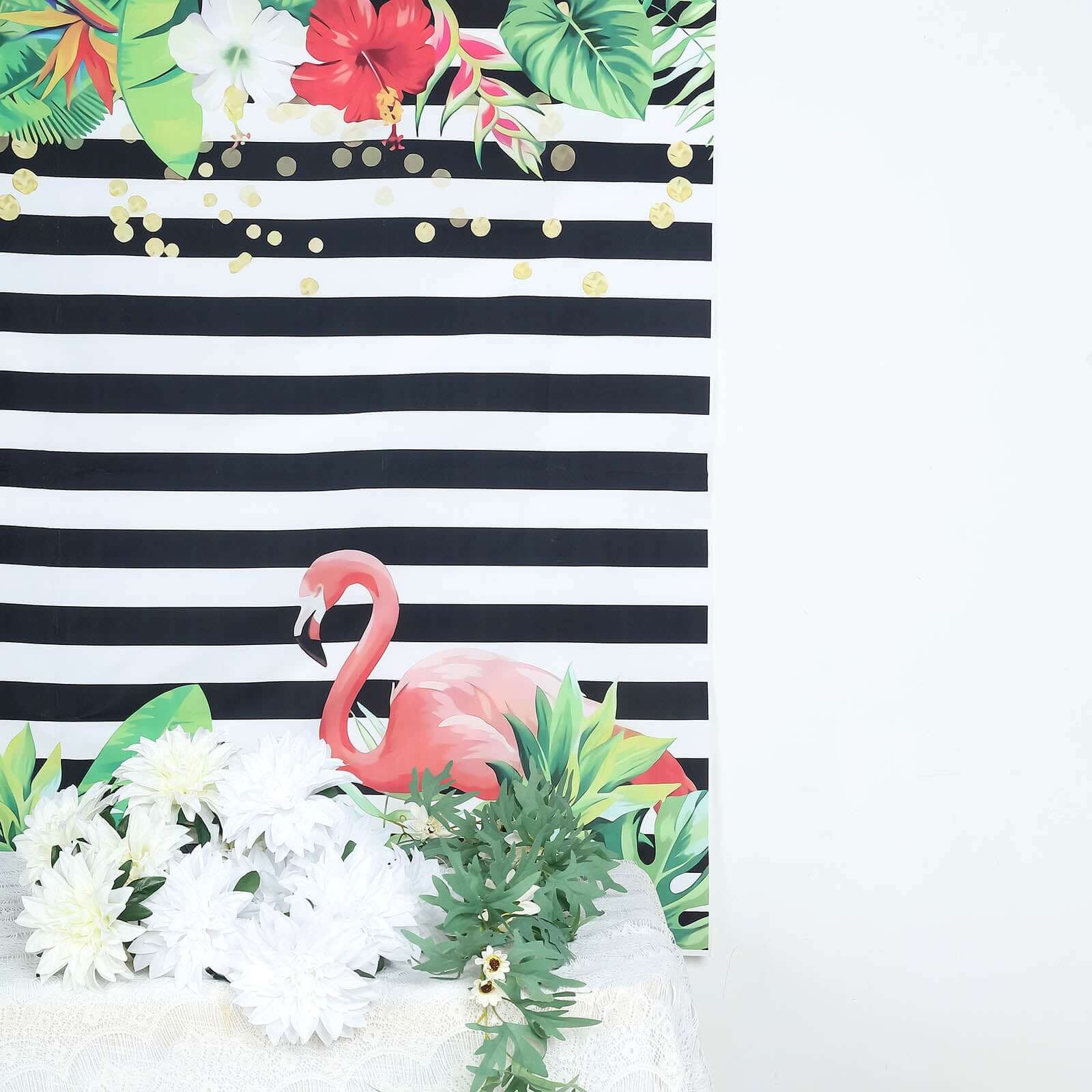 5ftx7ft Pink Flamingo Stripe Vinyl Photo Shoot Backdrop Banner