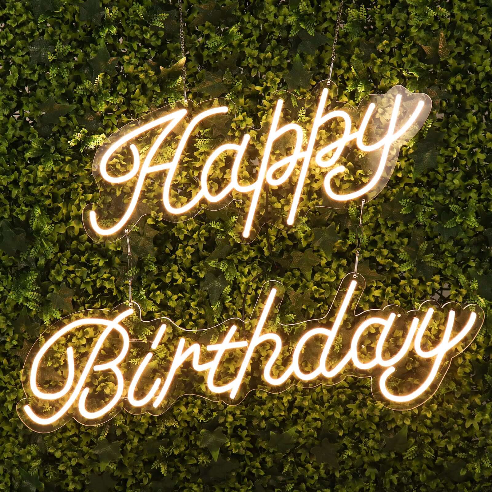 32 Happy Birthday Neon Light Sign, LED Reusable Wall Décor Lights With 5ft Hanging Chain