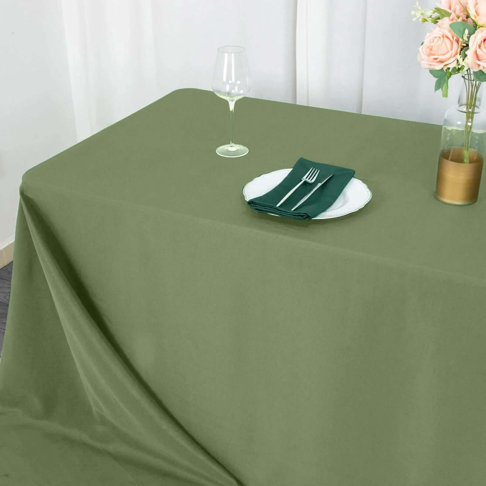 Premium Polyester 90x132 Rectangle Tablecloth Dusty Sage Green - Seamless 220GSM Stain-Resistant Table Cover