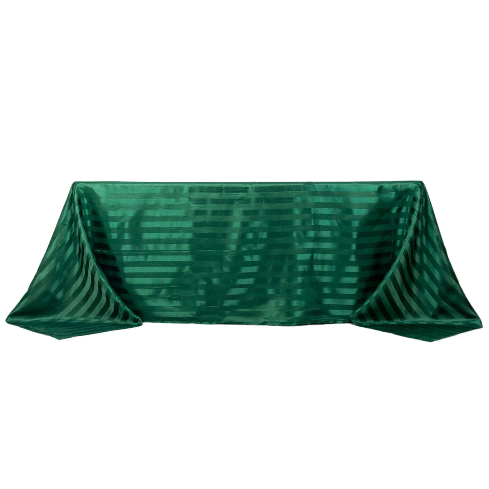 Satin Striped 90x132 Rectangular Tablecloth Hunter Emerald Green Satin Stripe - Seamless Silky Smooth Table Cover