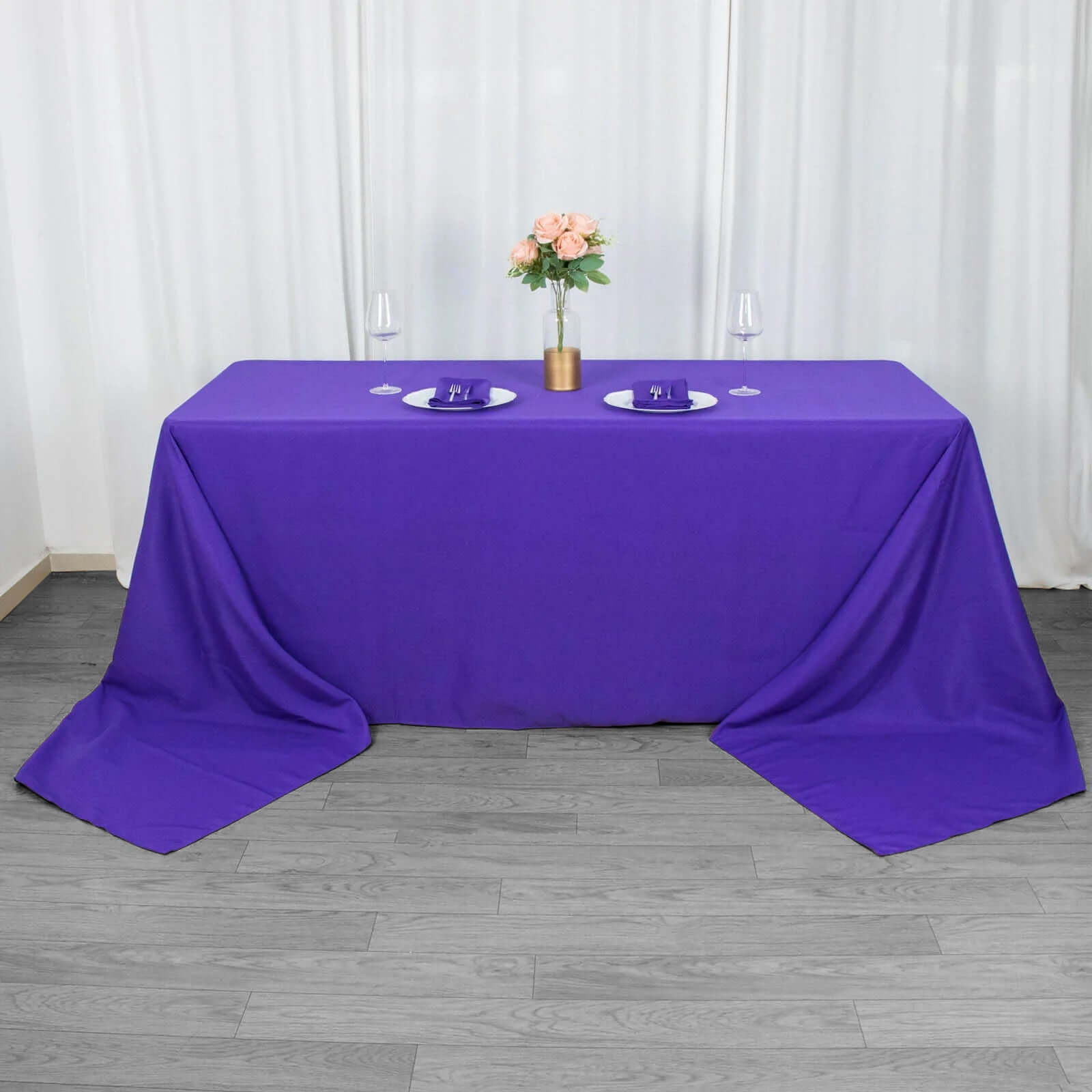 Premium Polyester 90x156 Rectangle Tablecloth Purple - Seamless 220GSM Stain-Resistant Table Cover