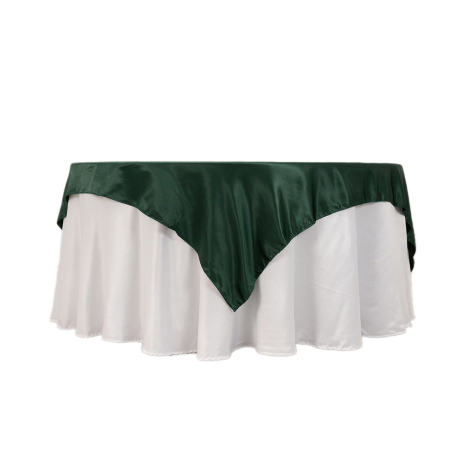 Lamour Satin 72x72 Table Overlay Square Tablecloth Hunter Emerald Green - Smooth Finish Table Topper