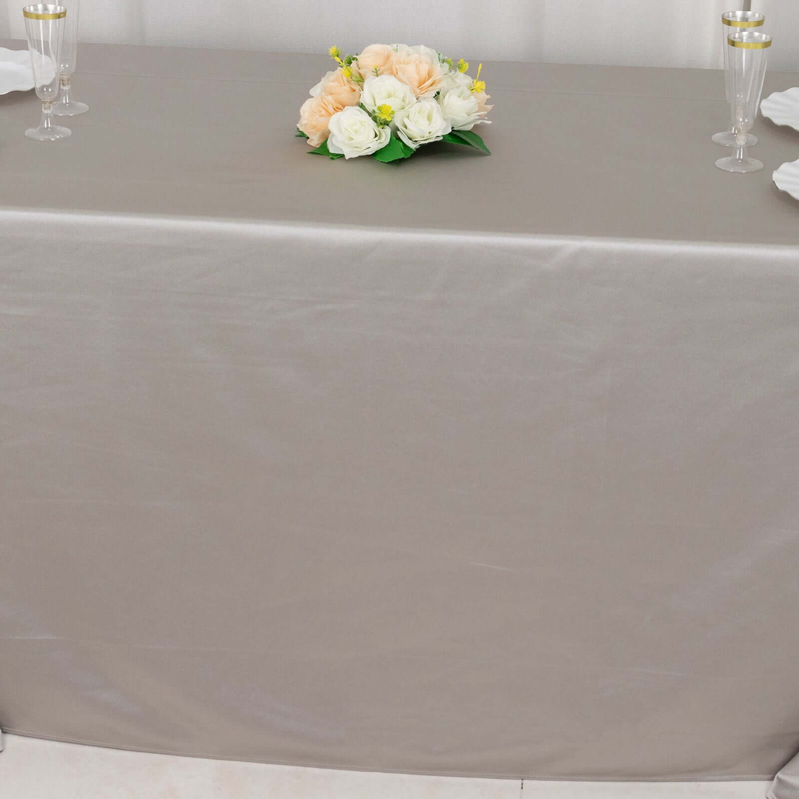 Premium Scuba Rectangular 90x156 Tablecloth Shimmering Silver - Wrinkle Free & Stain Resistant Seamless Table Cover