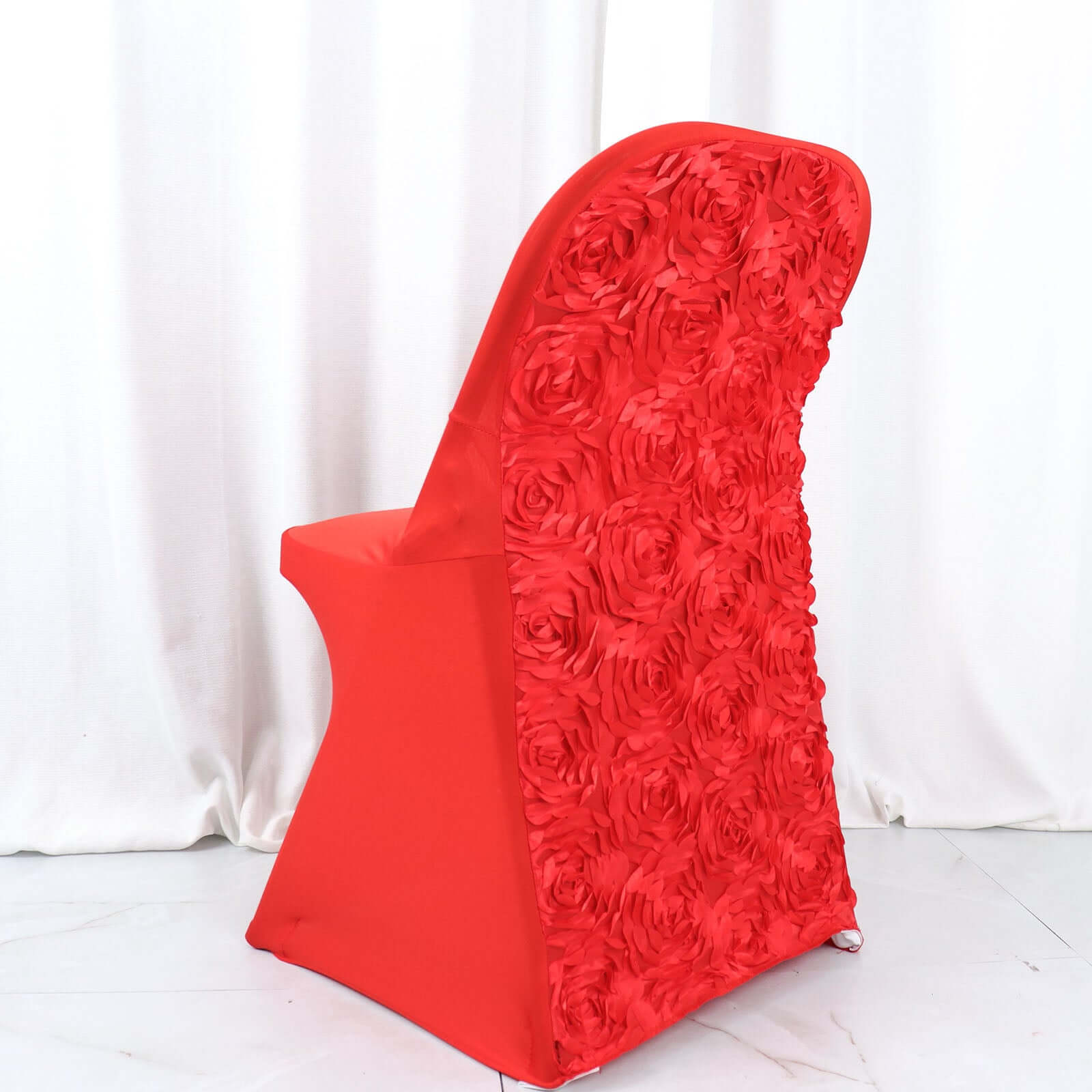 Spandex Chair Cover Red for Folding Chairs - Durable Stretch Fitted Slipcover with Satin Rosette Design