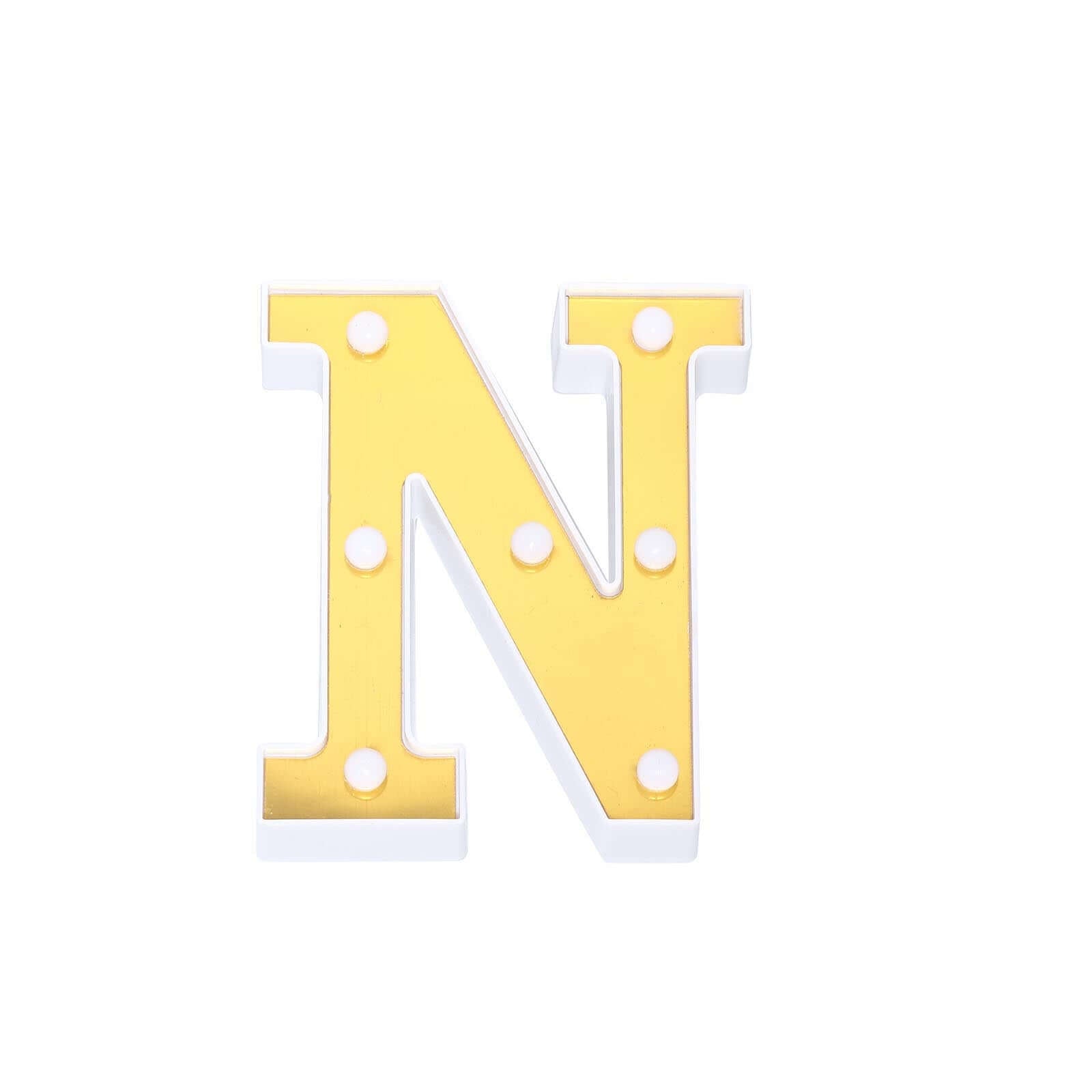 3D Marquee Letter N Warm White 7 LED Lights Gold - Chic Light-Up Decor for Events 6