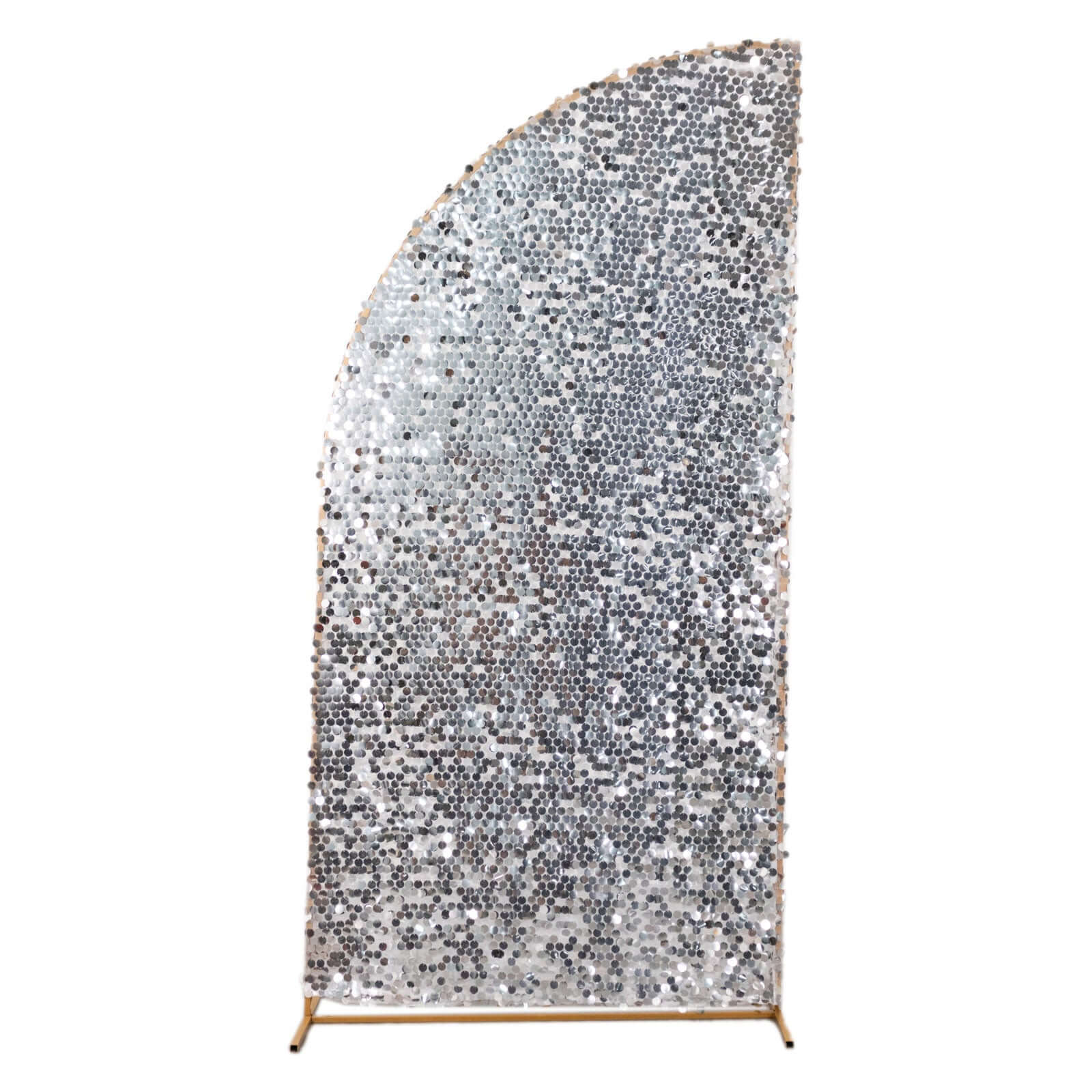 7ft Silver Double Sided Big Payette Sequin Chiara Wedding Arch Cover For Half Moon Backdrop Stand