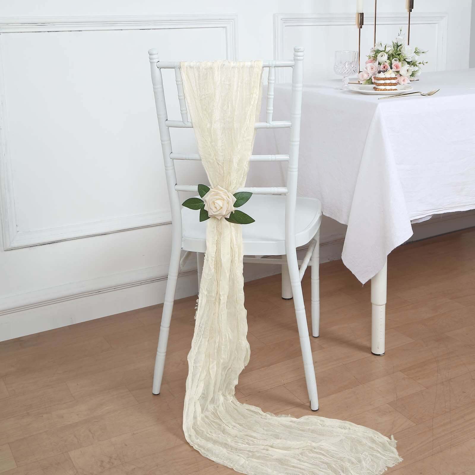 5 Pack Cheesecloth Gauze 16x88 Chair Sashes Cream - Boho Chair Decorations