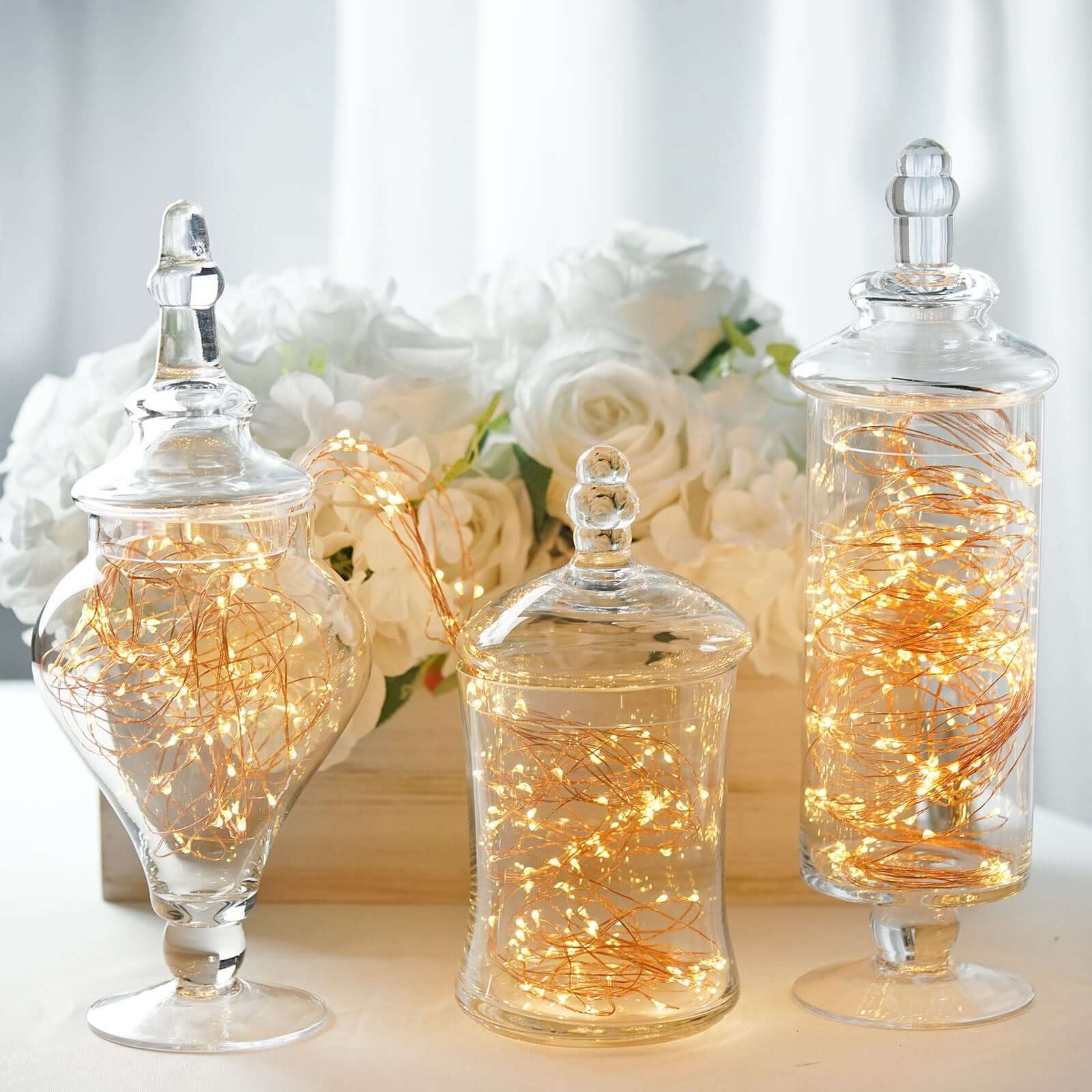 Set of 3 Glass Candy Jars Modern Apothecary Design Clear with Snap-On Lids - Stylish Party Favor Containers 9/13/14