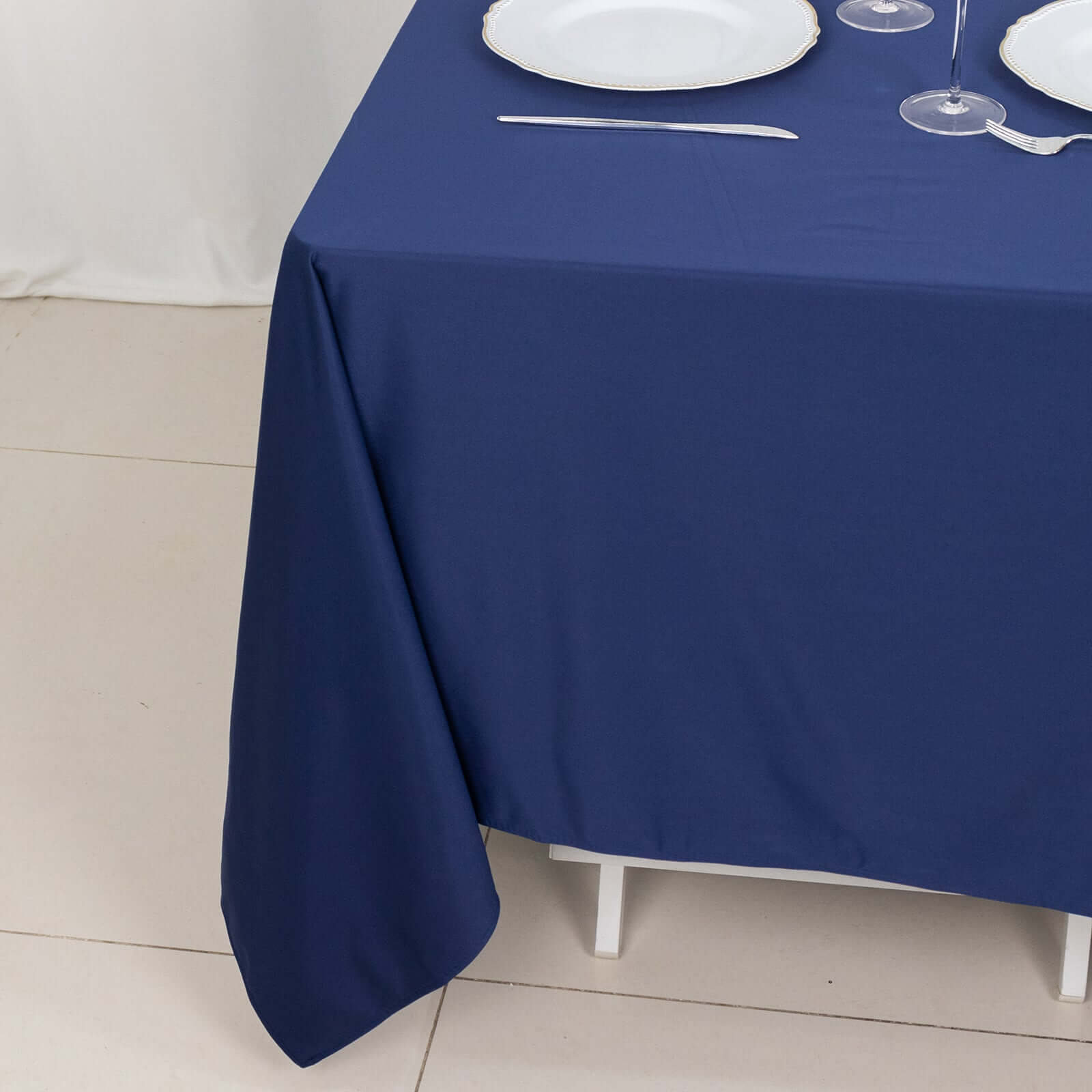 Premium Scuba Square 70x70 Tablecloth Navy Blue - Wrinkle Free & Stain Resistant Table Cover