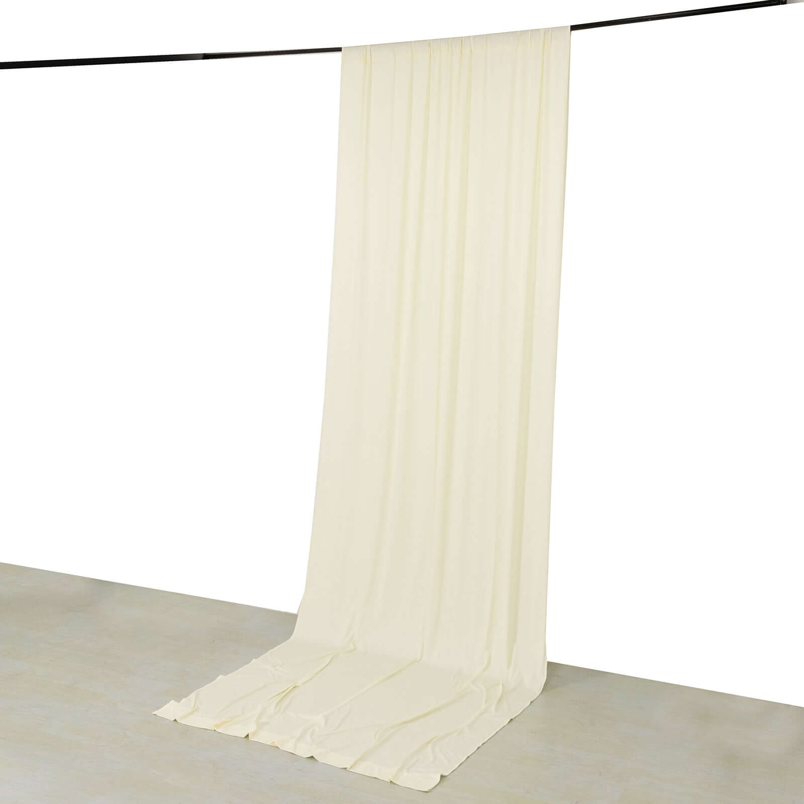 Ivory 4-Way Stretch Spandex Event Curtain Drapes, Wrinkle Free Backdrop Event Panel with Rod Pockets - 5ftx14ft