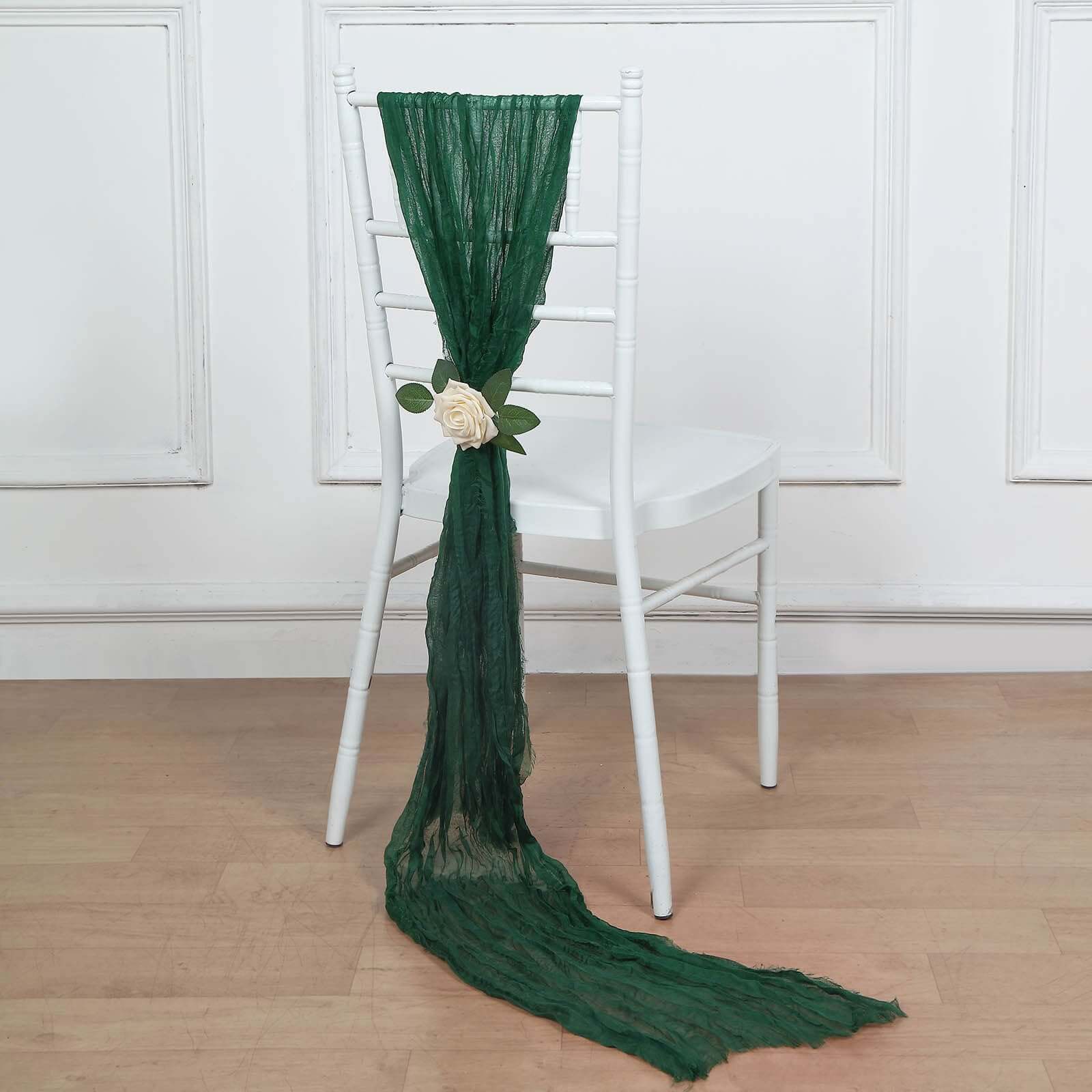 5 Pack Cheesecloth Gauze 16x88 Chair Sashes Hunter Emerald Green - Boho Chair Decorations