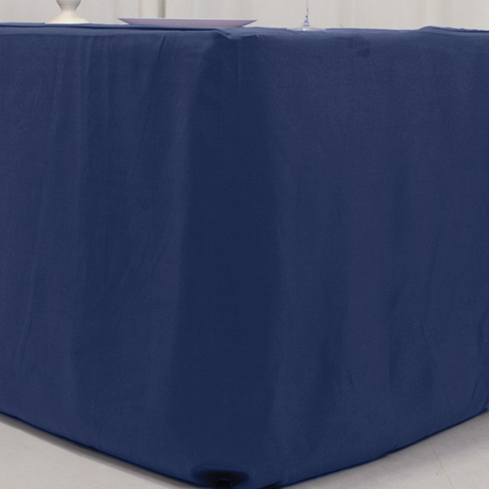 Fire Retardant Premium Polyester 6ft Rectangular Tablecloth Navy Blue Fitted High-Performance Table Cover