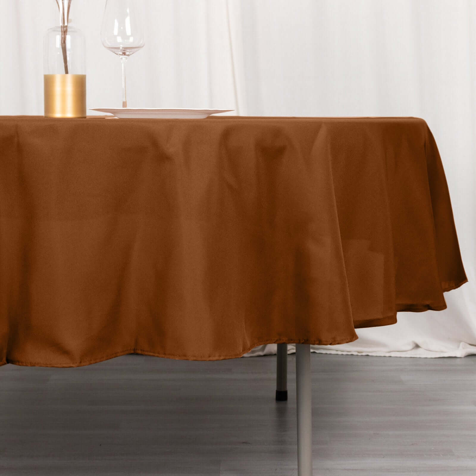 Polyester 90 Round Tablecloth Cinnamon Brown - Stain & Wrinkle-Resistant Table Cover