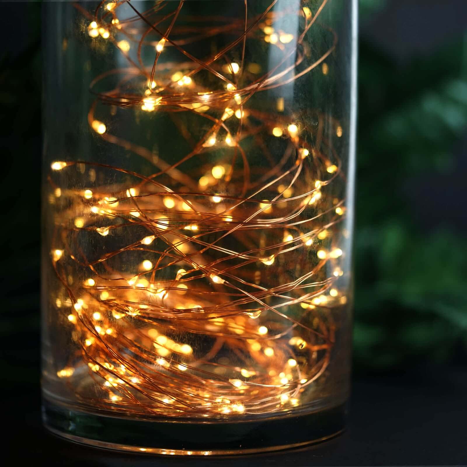 200 LED Fairy Waterfall String Lights Warm White Waterproof Copper Strands - Battery Operated Décor 8ft