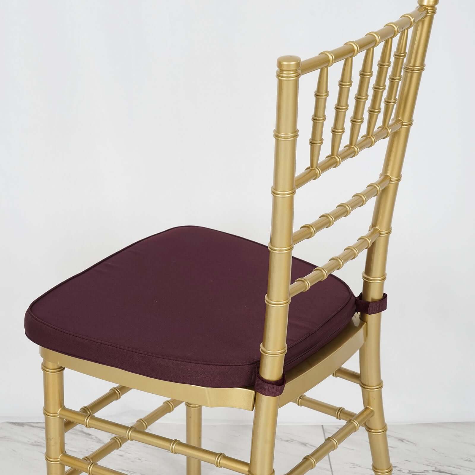 Chiavari Chair Cushion with 1.5 Thick Memory Foam and Ties Burgundy - Stylish Removable Cover for Comfort