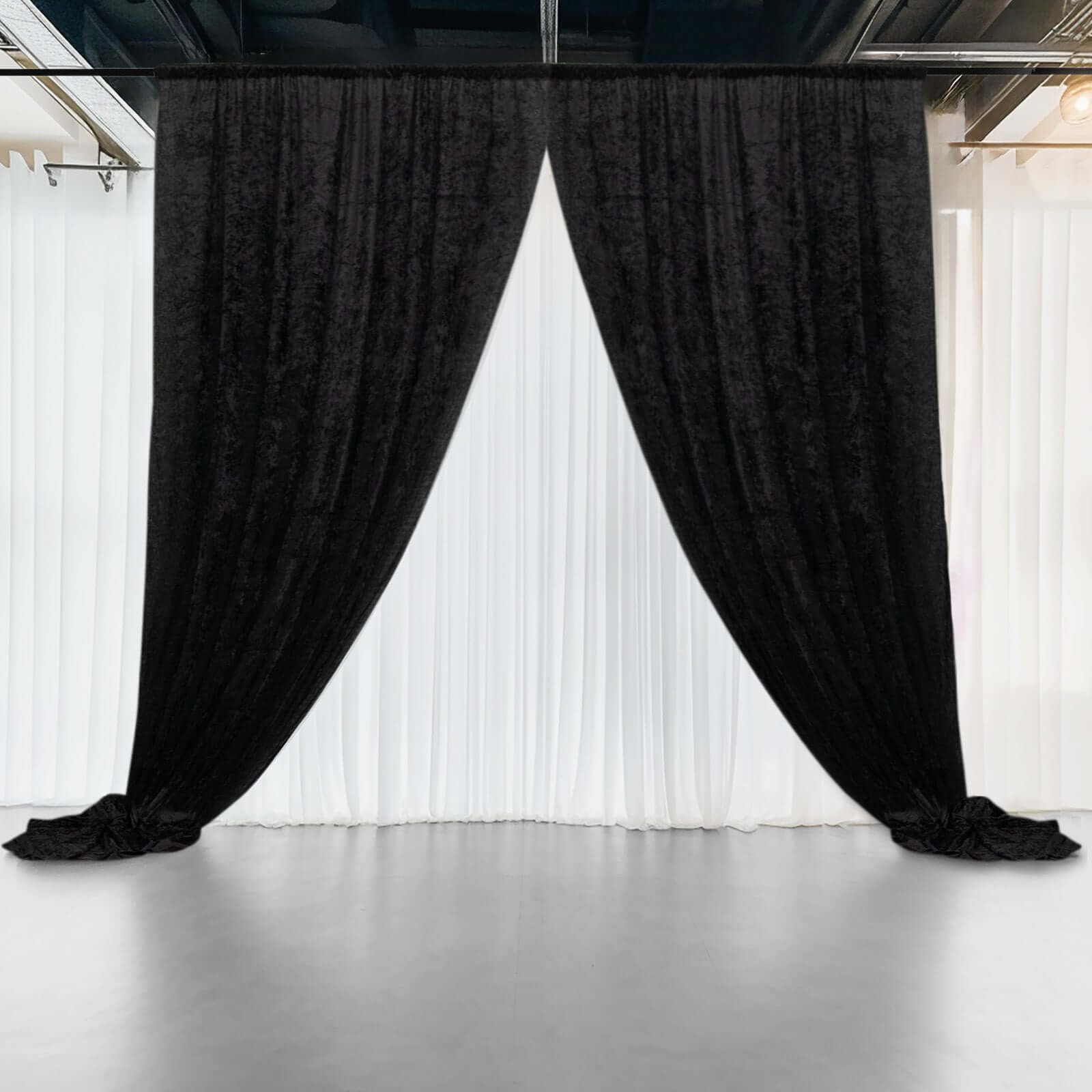 5ftx12ft Black Premium Smooth Velvet Event Curtain Drapes, Privacy Backdrop Event Panel with Rod Pocket