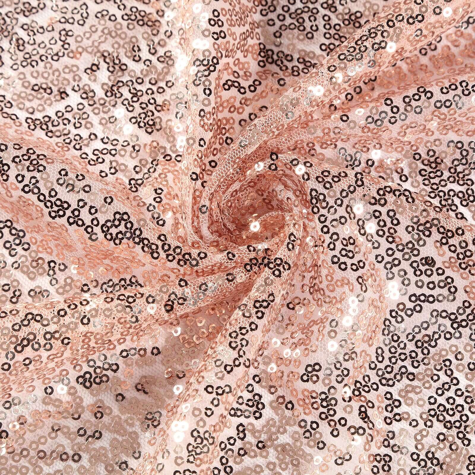 Sequin 132 Round Tablecloth Rose Gold - Seamless Dazzling Table Cover