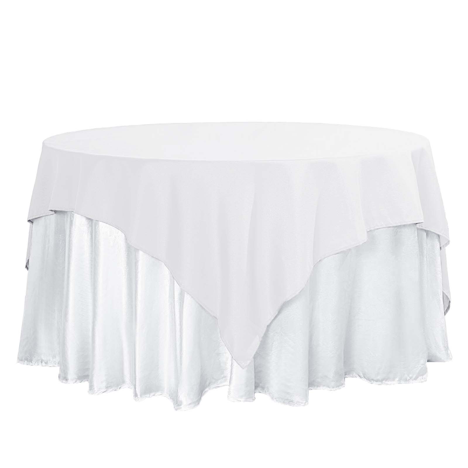 Polyester 70x70 Table Overlay Square Tablecloth White - Wrinkle-Resistant & Durable Table Cover for Events