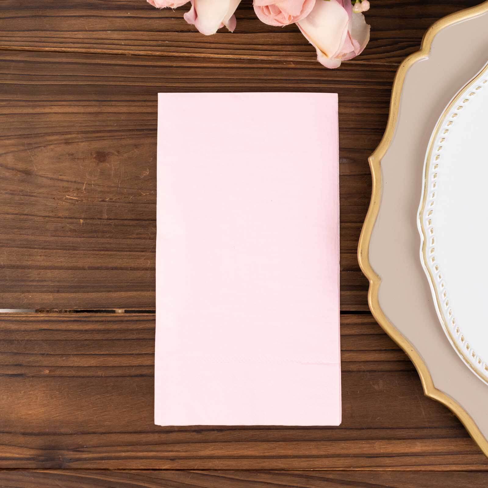 50-Pack Paper Napkins Soft Pink - Disposable 2-Ply Cocktail and Beverage Napkins for Weddings