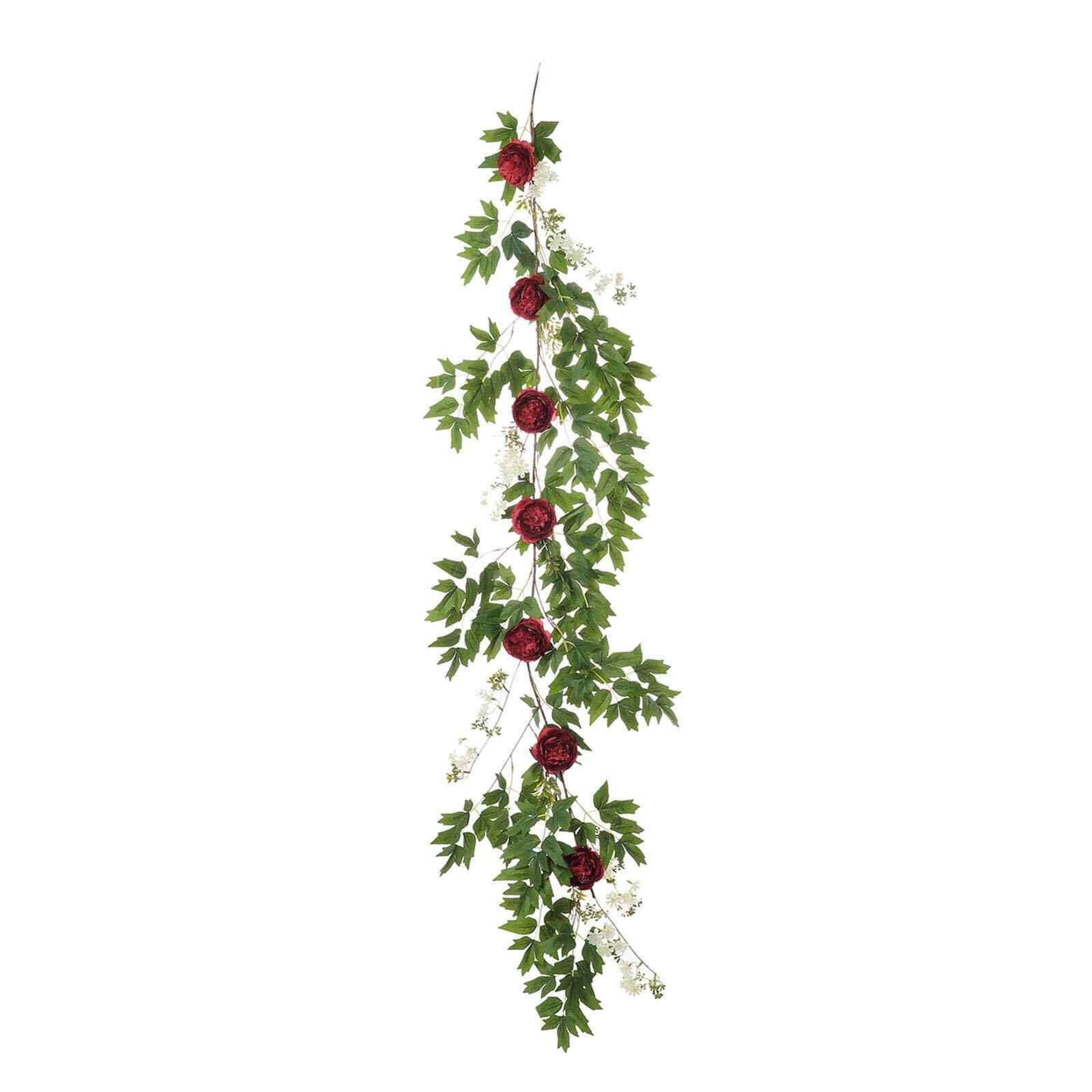 6ft Burgundy Artificial Peony Foliage Hanging Flower Garland Vine