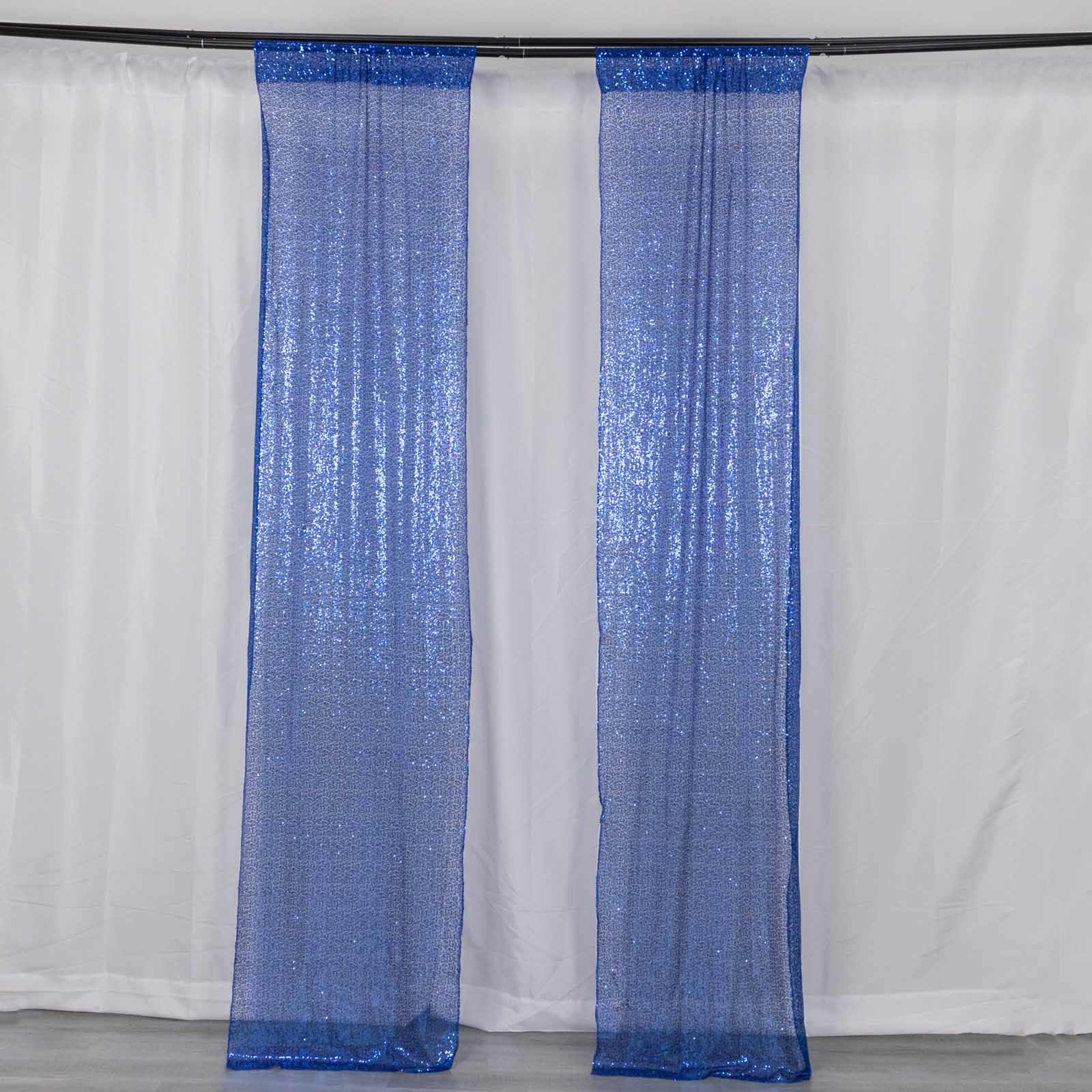 2 Pack Royal Blue Sequin Event Curtain Drapes with Rod Pockets, Seamless Backdrop Event Panels - 8ftx2ft