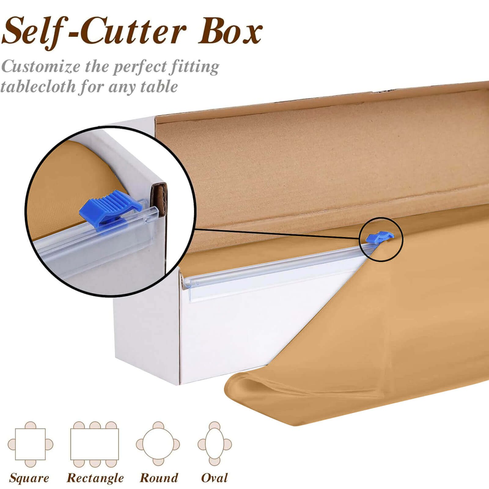 Plastic Table Cover Roll Gold with Slide Cutter - Customizable Disposable Tablecloth Roll 54x300ft