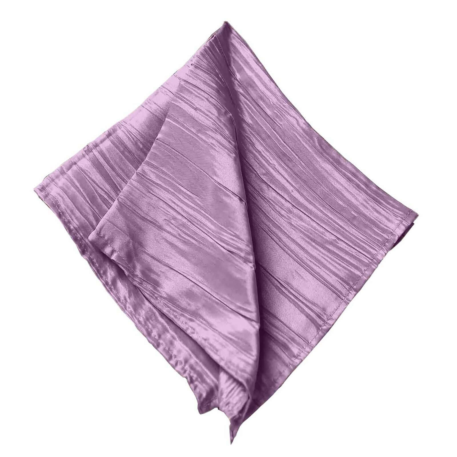 5 Pack Taffeta 20x20 Napkins Violet Amethyst - Accordion Crinkle Dinner Napkins