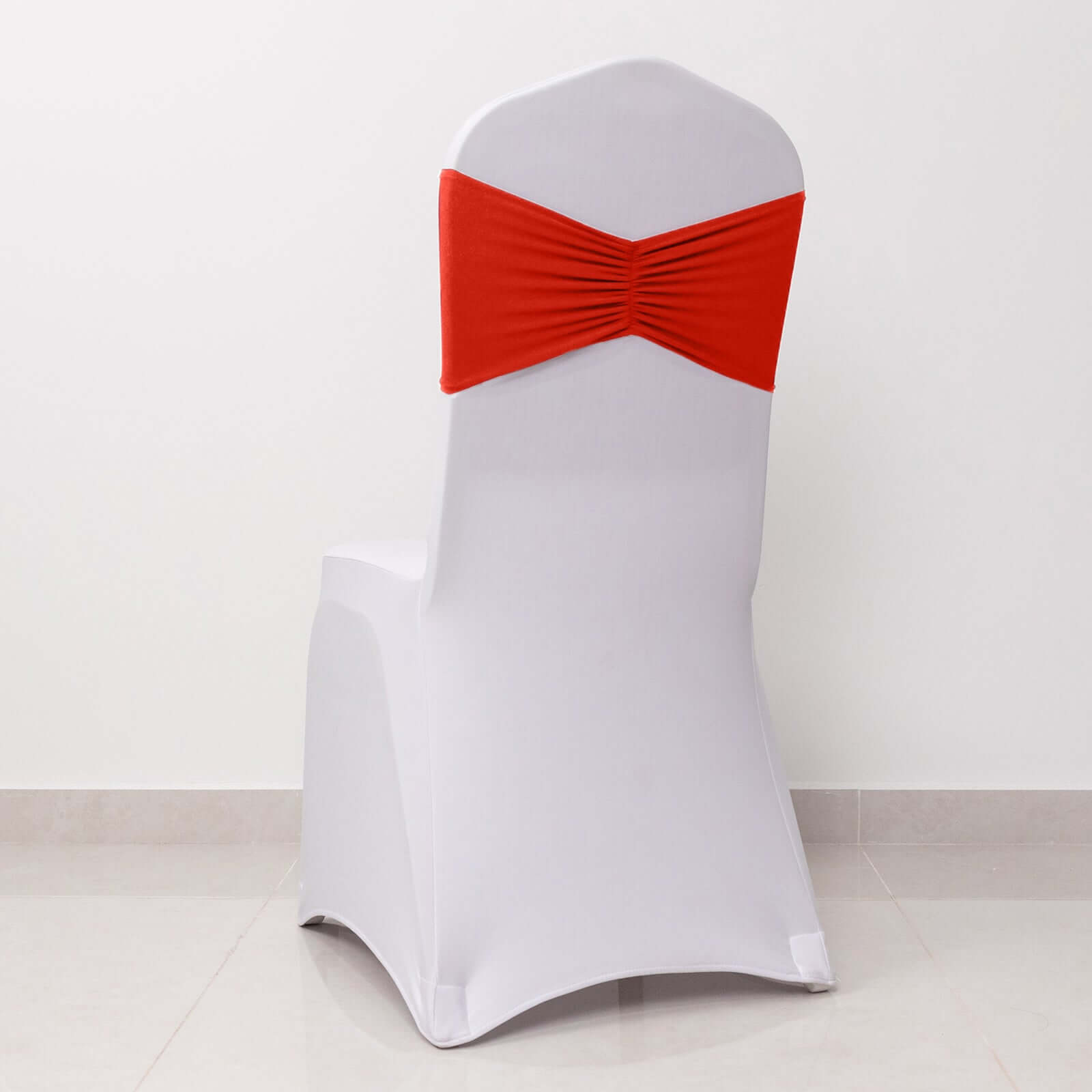 5 Pack Spandex Chair Sashes Red Ruffled Style - Wide Easy to Use Stretch Chair Bands 8x13